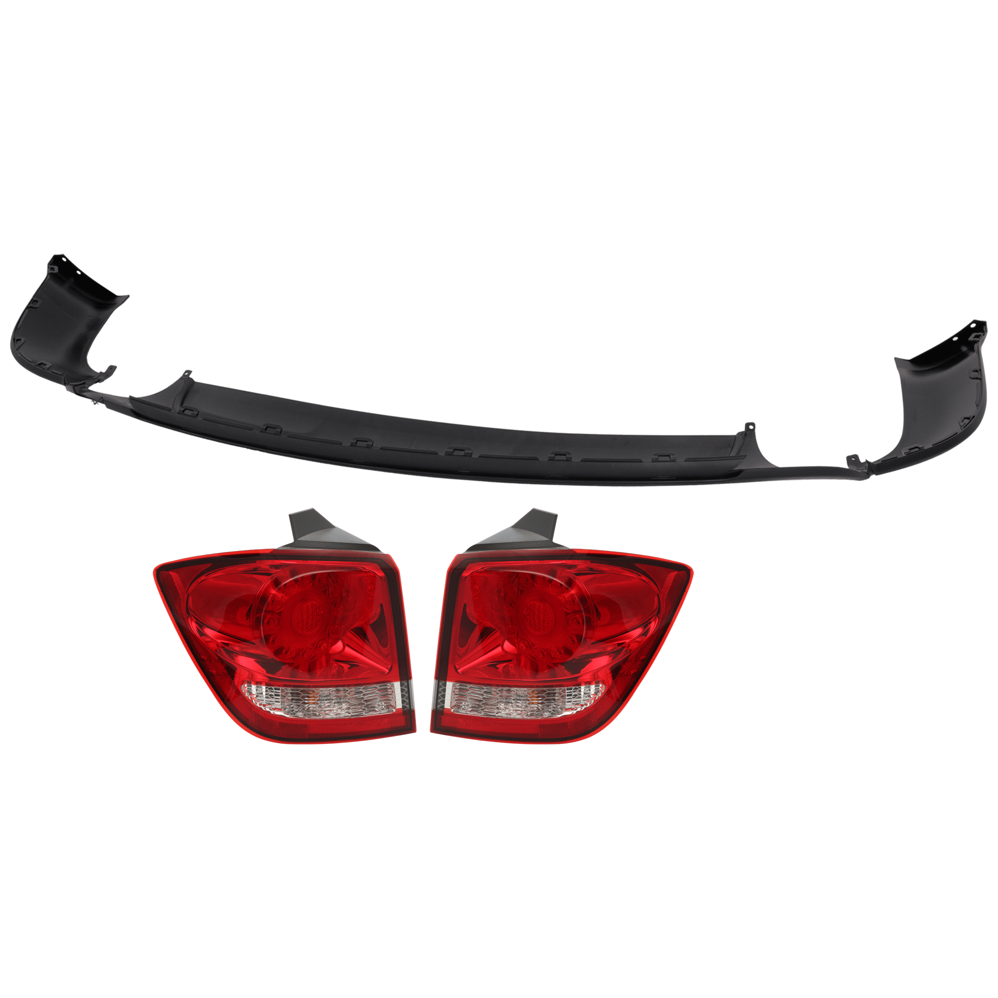 AM JOURNEY 11-20 REAR BUMPER COVER 3 pc Kit Textured with Tail Light SKU KIT 081526 GB190 Partslink CH1195149 CH2805105 CH2804105 OEM 68223789AC 68078464AD 68078465