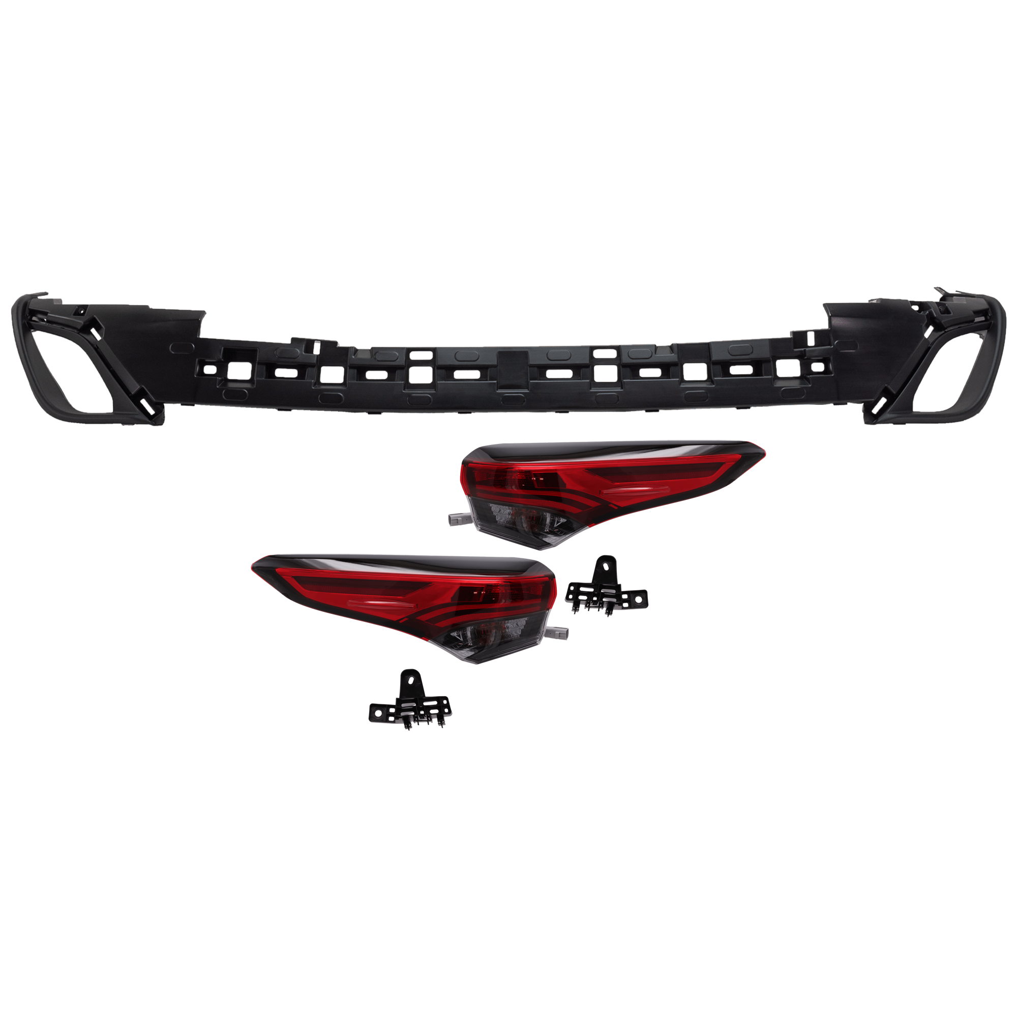 AM HIGHLANDER 20-23 REAR BUMPER COVER Lower 3 pc Kit Textured with Tail Light SKU KIT 081526 GB269 Partslink TO1115114 TO2805156 TO2804156 OEM 521690E110-815500E230-815600E2