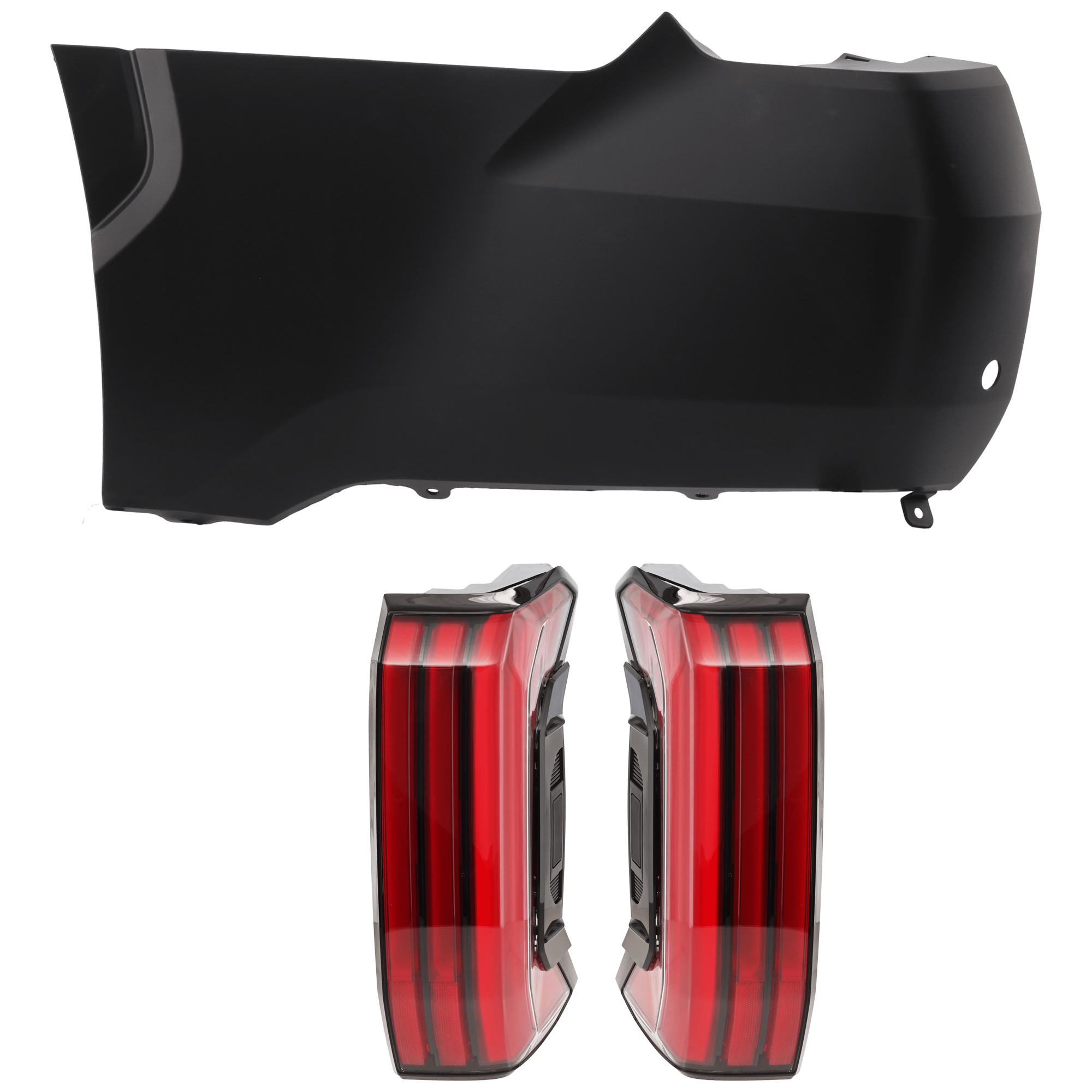 AM TUNDRA 22-25 REAR BUMPER COVER LH Outer 3 pc Kit Primed with Tail Light SKU KIT 081526 GB308 Partslink TO1116115 TO2801208 TO2800208 OEM 521620C901-815500C200-815600C2
