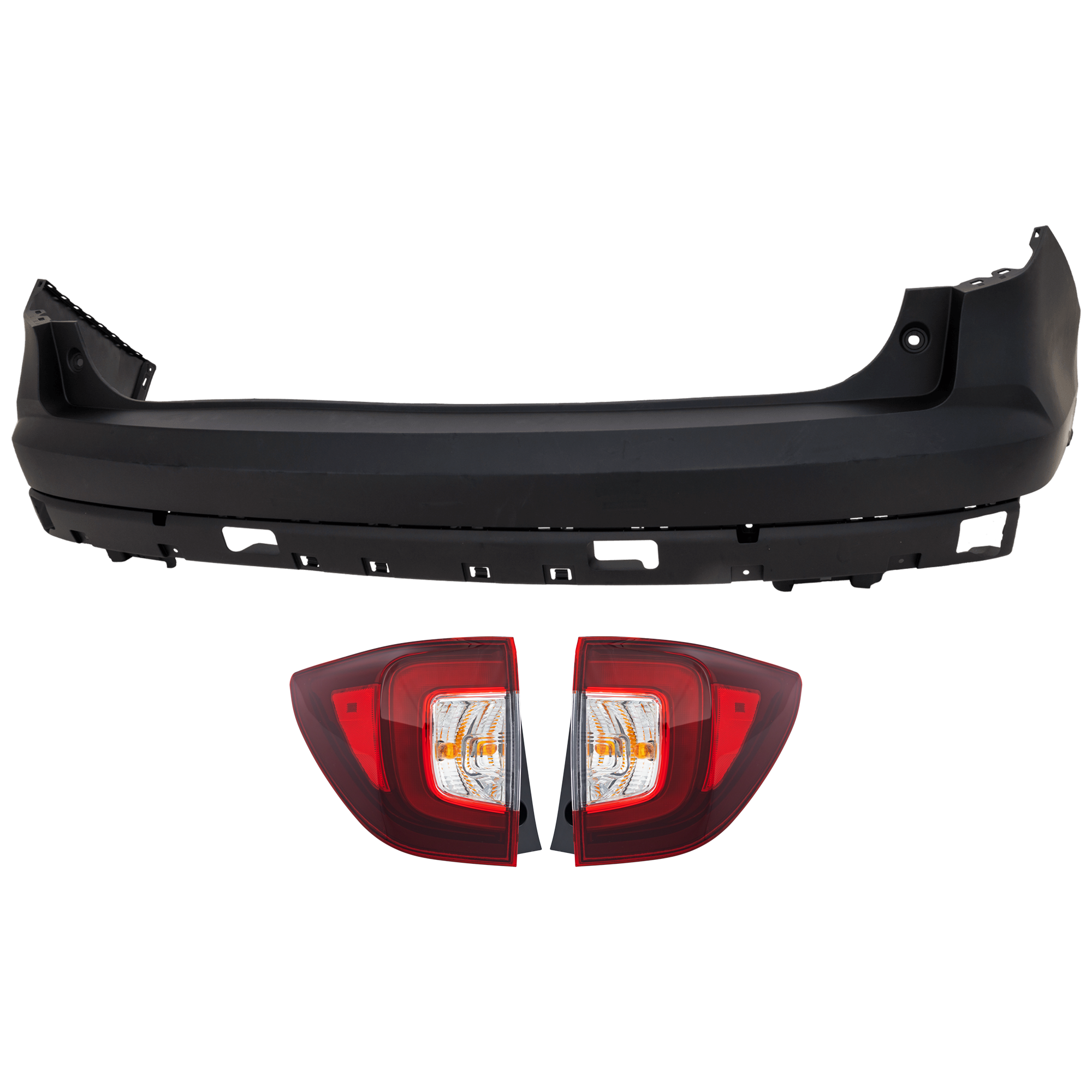 AM PILOT 19-22 REAR BUMPER COVER Upper 3 pc Kit Primed with Tail Light SKU KIT 081526 GB317 Partslink HO1114105 HO2805126 HO2804126 OEM 04715TG7A50ZZ 33500TG7A21-3355