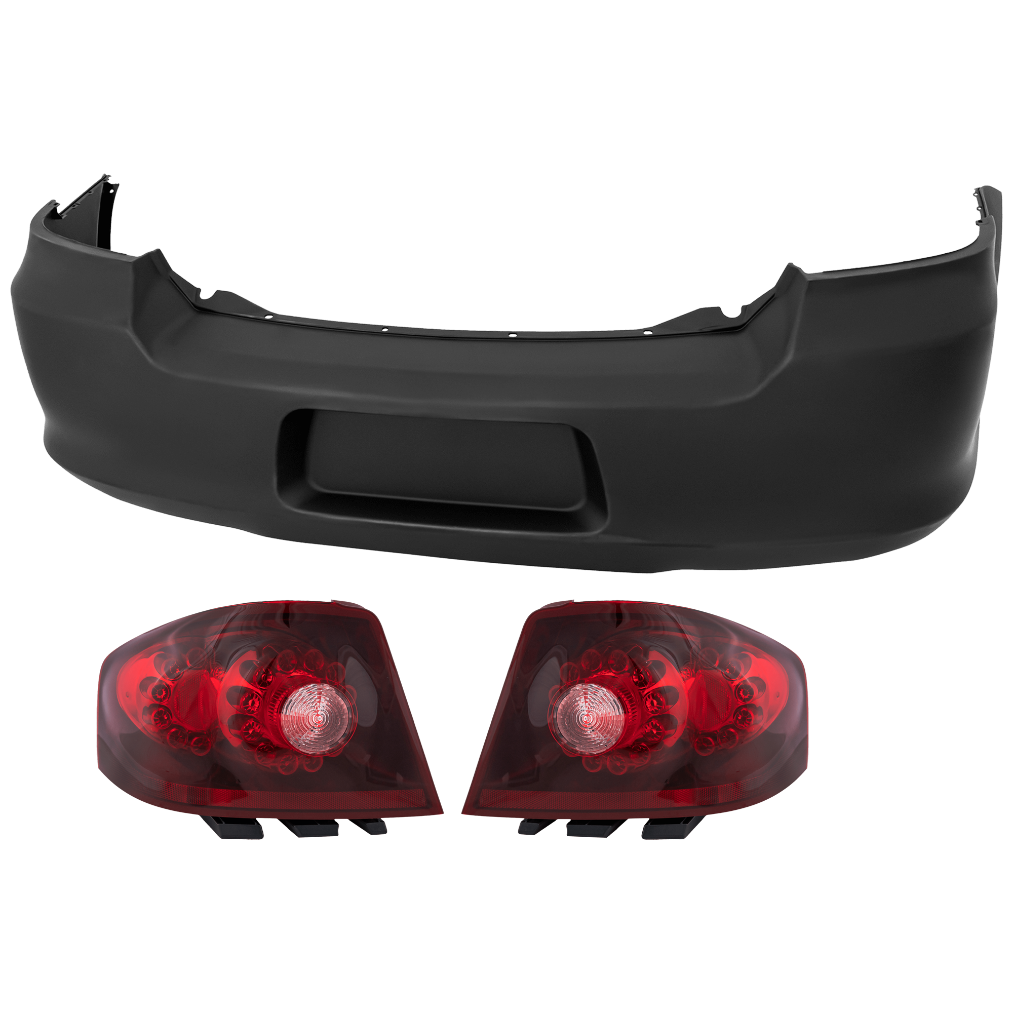 AM AVENGER 11-14 REAR BUMPER COVER 3 pc Kit Primed w License Plate Provision w o Tow Hook Hole and Parking Aid Sensor Holes with Tail Light SKU KIT 081526 GB328 OEM 68081863AD 68081863AC 5182522A