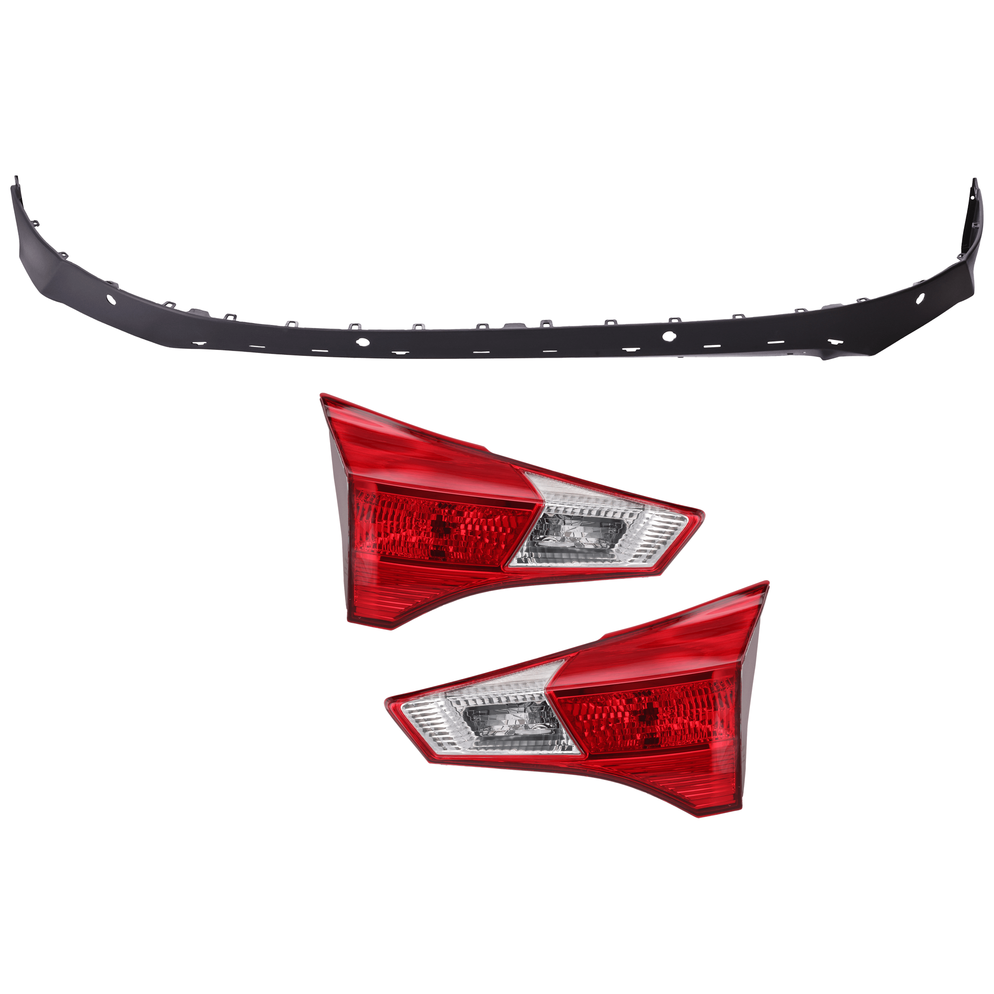 AM RAV4-16-18 REAR BUMPER COVER Lower 3 pc Kit Textured w Parking Aid Sensor Holes w o License Plate Provision and Tow Hook Hole with Tail Light SKU KIT 081526 GB347 Partslink TO1115107 TO2803126 TO2802126 OEM 521690R020-815800R010-815900R0