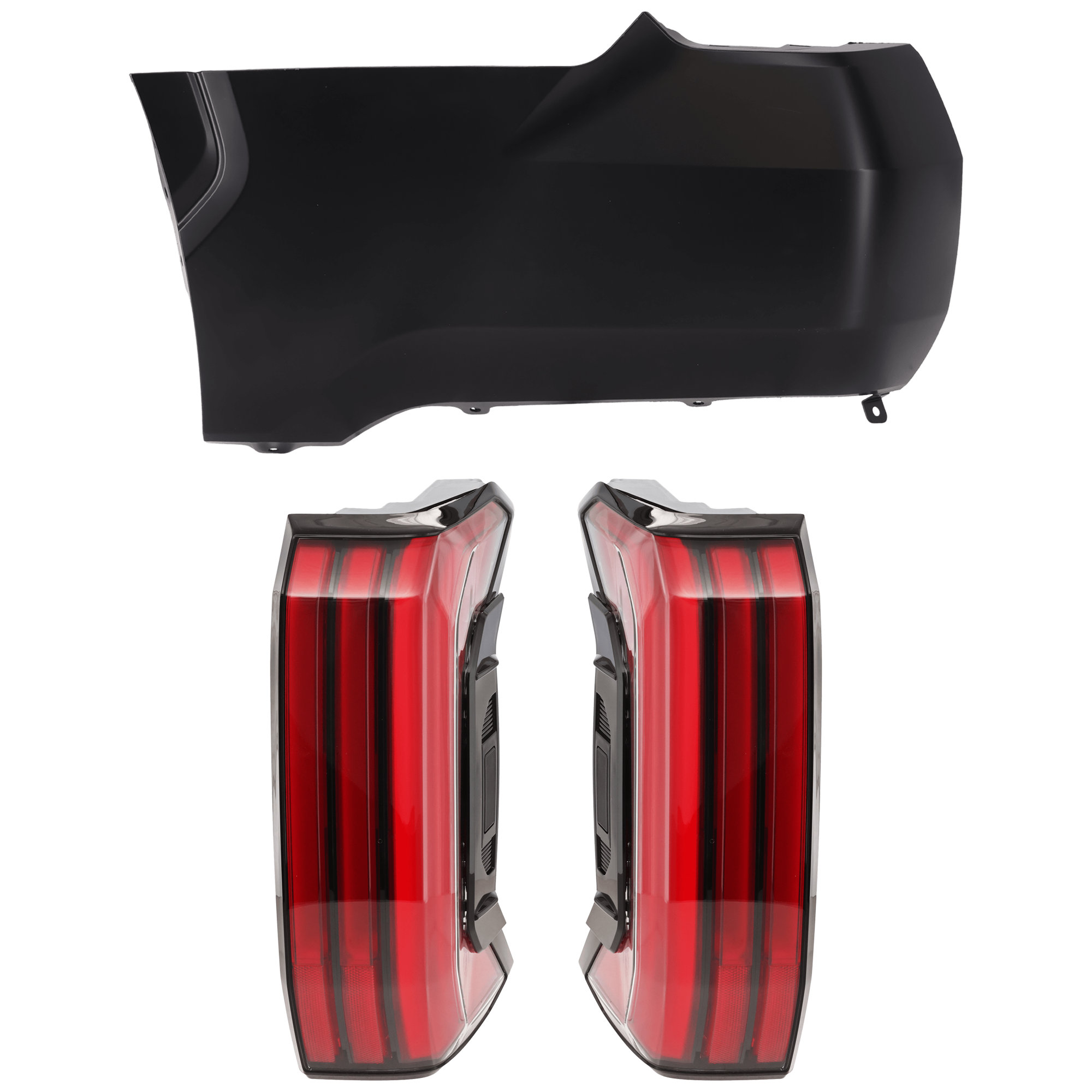 AM TUNDRA 22-25 REAR BUMPER COVER LH Outer 3 pc Kit Primed with Tail Light SKU KIT 081526 GB369 Partslink TO1116114 TO2801208 TO2800208 OEM 521620C903-815500C200-815600C2
