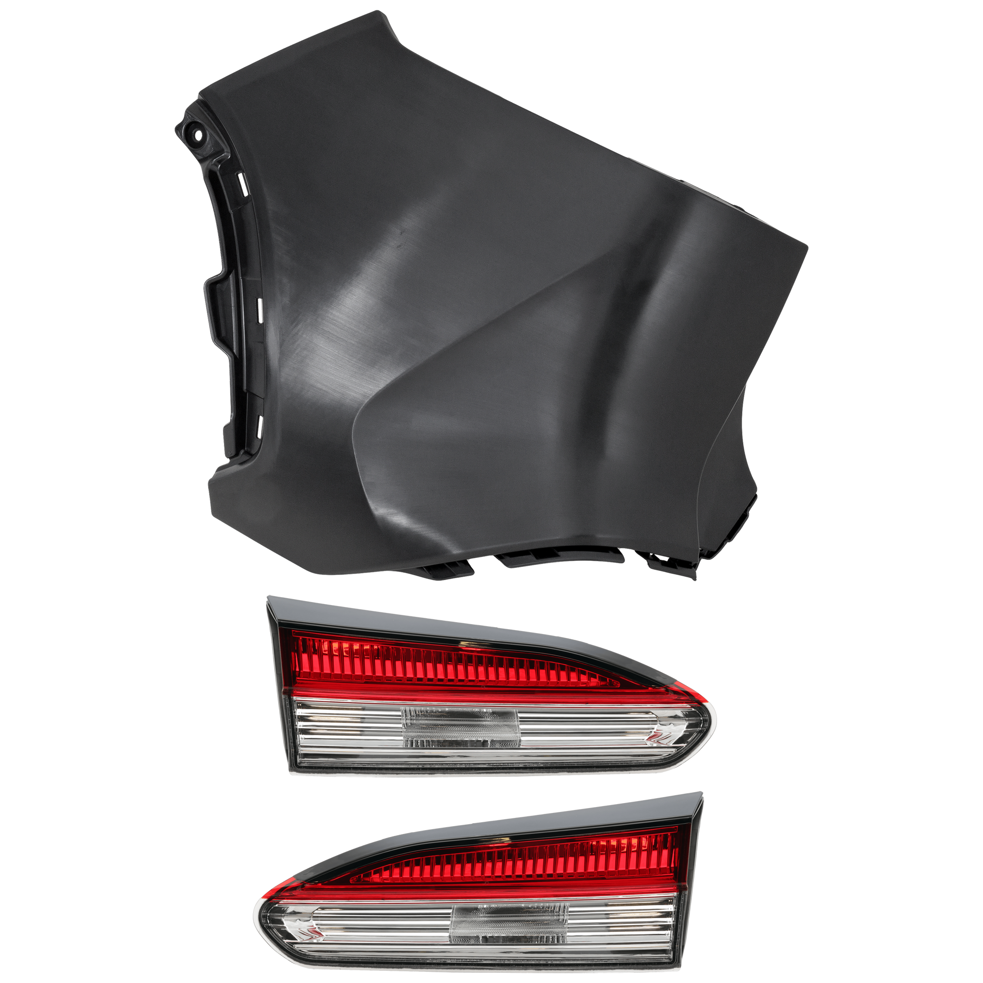 AM COROLLA CROSS 22-24 REAR BUMPER COVER LH 3 pc Kit Primed with Tail Light SKU KIT 081526 GB381 Partslink TO1116112 TO2803163 TO2802163 OEM 521660A905-815800A140-815900A1