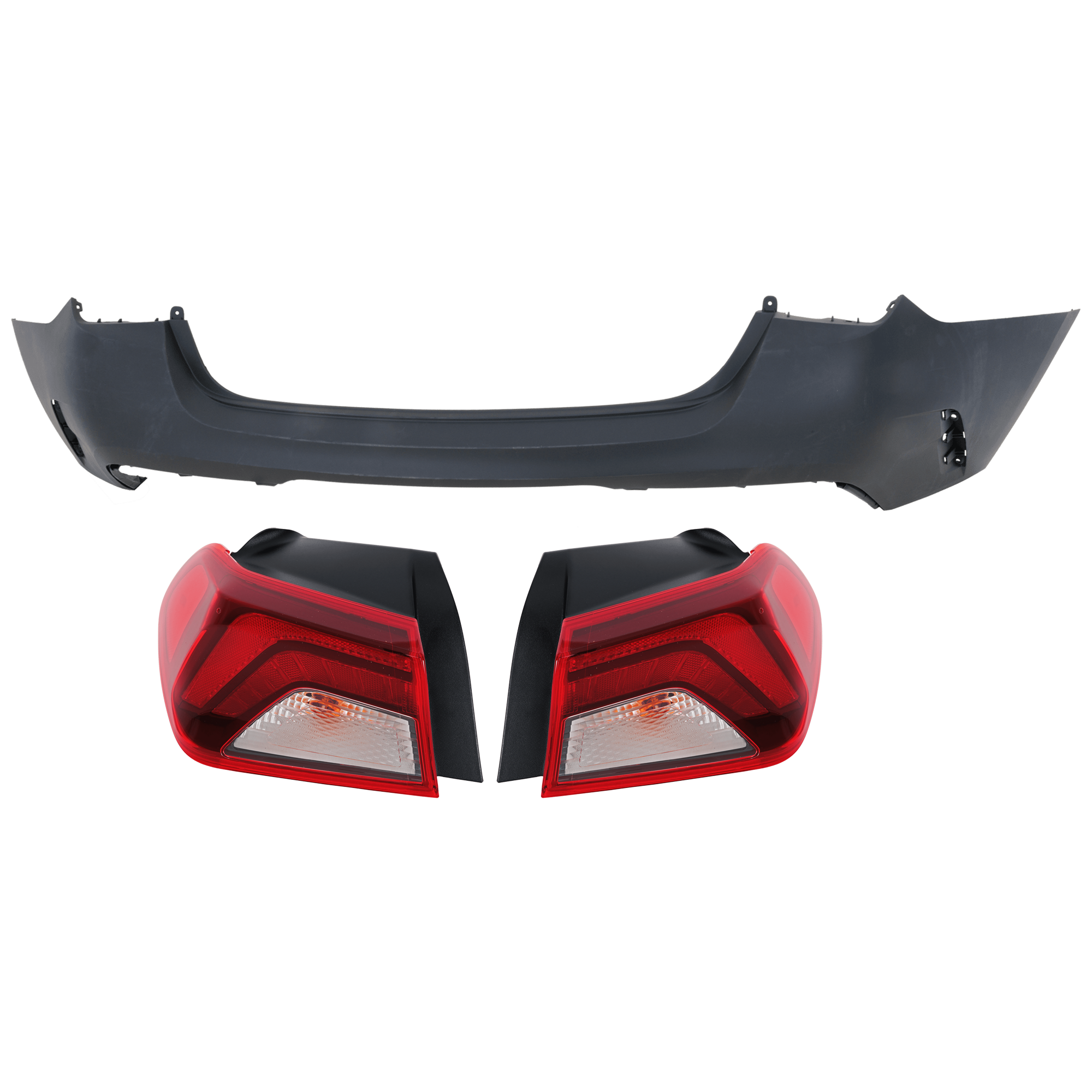 AM K5-21-24 REAR BUMPER COVER 3 pc Kit Primed with Tail Light CAPA SKU KIT 081526 GB429 Partslink KI1100237C KI2805162C KI2804162C OEM 86611L3000-92402L3000-92401L30