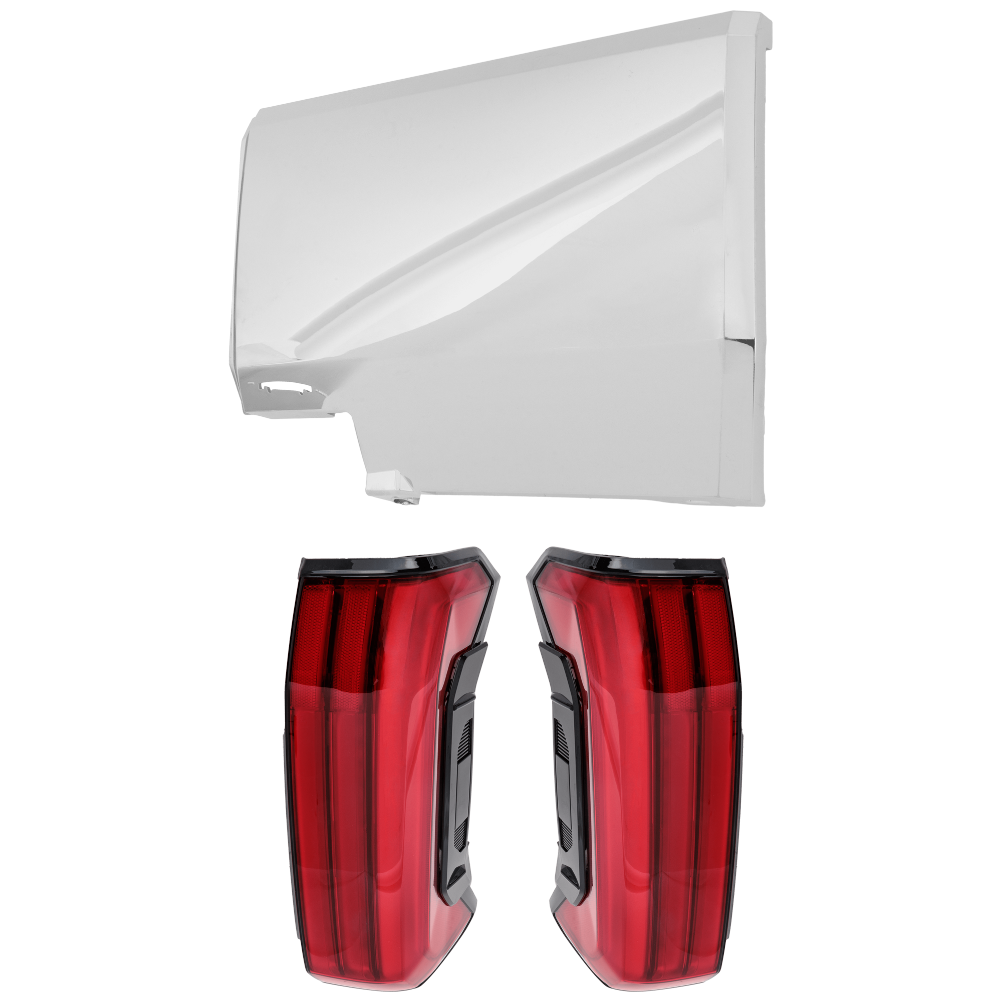 AM TUNDRA 22-25 REAR BUMPER COVER RH 3 pc Kit Chrome with Tail Light SKU KIT 081526 GB482 Partslink TO1117118 TO2801209 TO2800209 OEM 521810C060-815500C130-815600C1