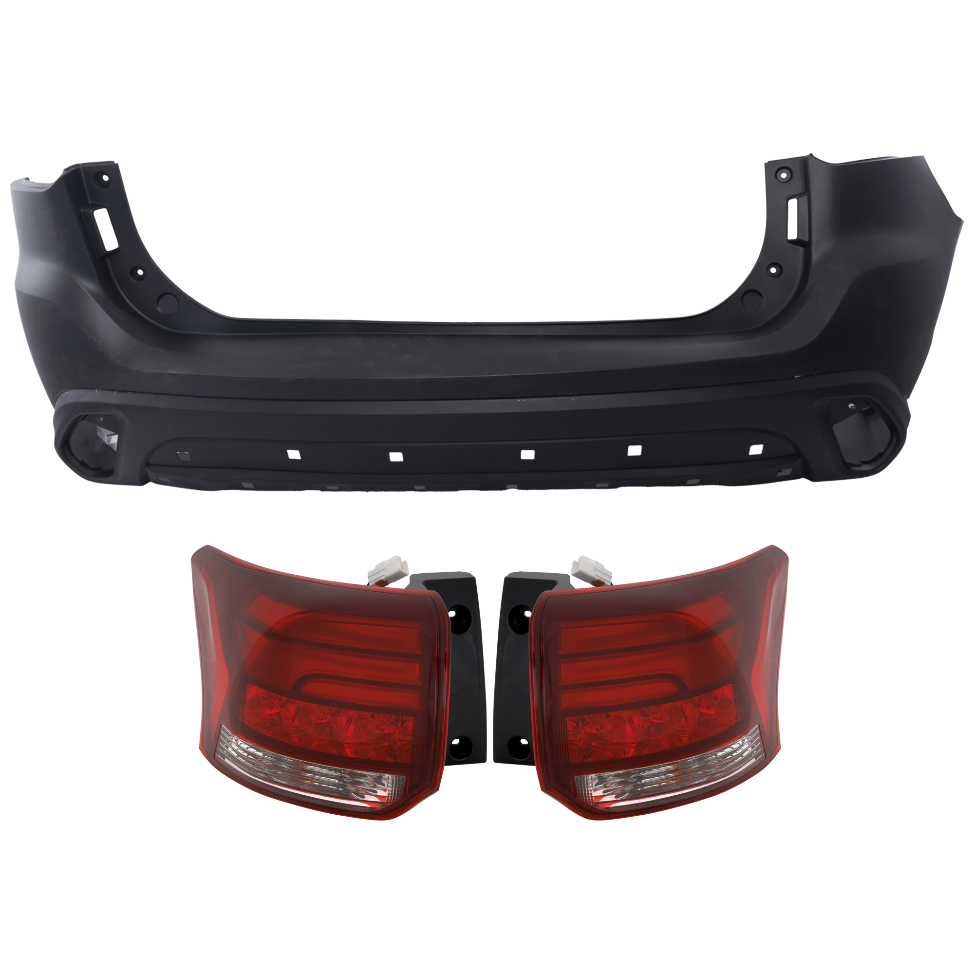 AM OUTLANDER PHEV 19-22 REAR BUMPER COVER 3 pc Kit Primed with Tail Light SKU KIT 081526 GB589 Partslink MI1100312 MI2805108 MI2805109 MI2804108 MI2804109 OEM 6410D737-8330B006-8330B178-833