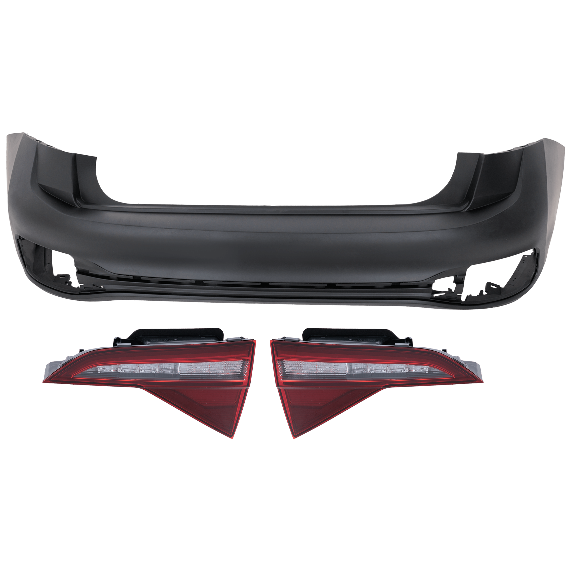 AM JETTA 22-23 REAR BUMPER COVER 3 pc Kit Primed with Tail Light SKU KIT 081526 GB605 Partslink VW1100226 VW2803123 VW2802123 OEM 17A807417TGRU 17A945094A 17A94