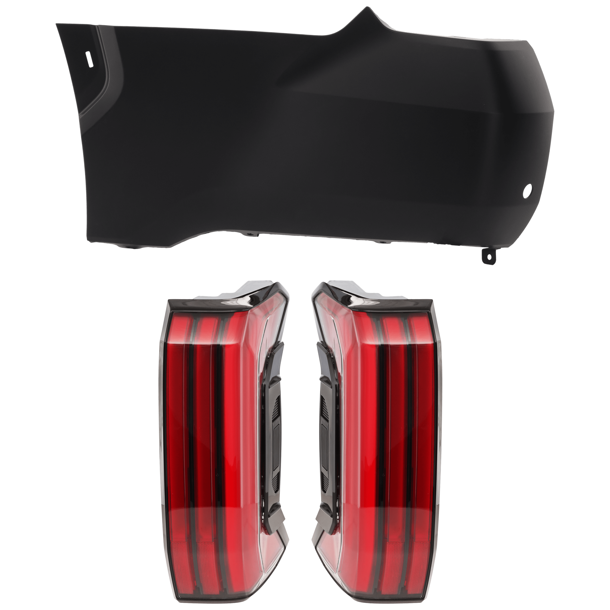 AM TUNDRA 22-25 REAR BUMPER COVER LH Outer 3 pc Kit Primed with Tail Light SKU KIT 081526 GB702 Partslink TO1116117 TO2801208 TO2800208 OEM 521620C900-815500C200-815600C2