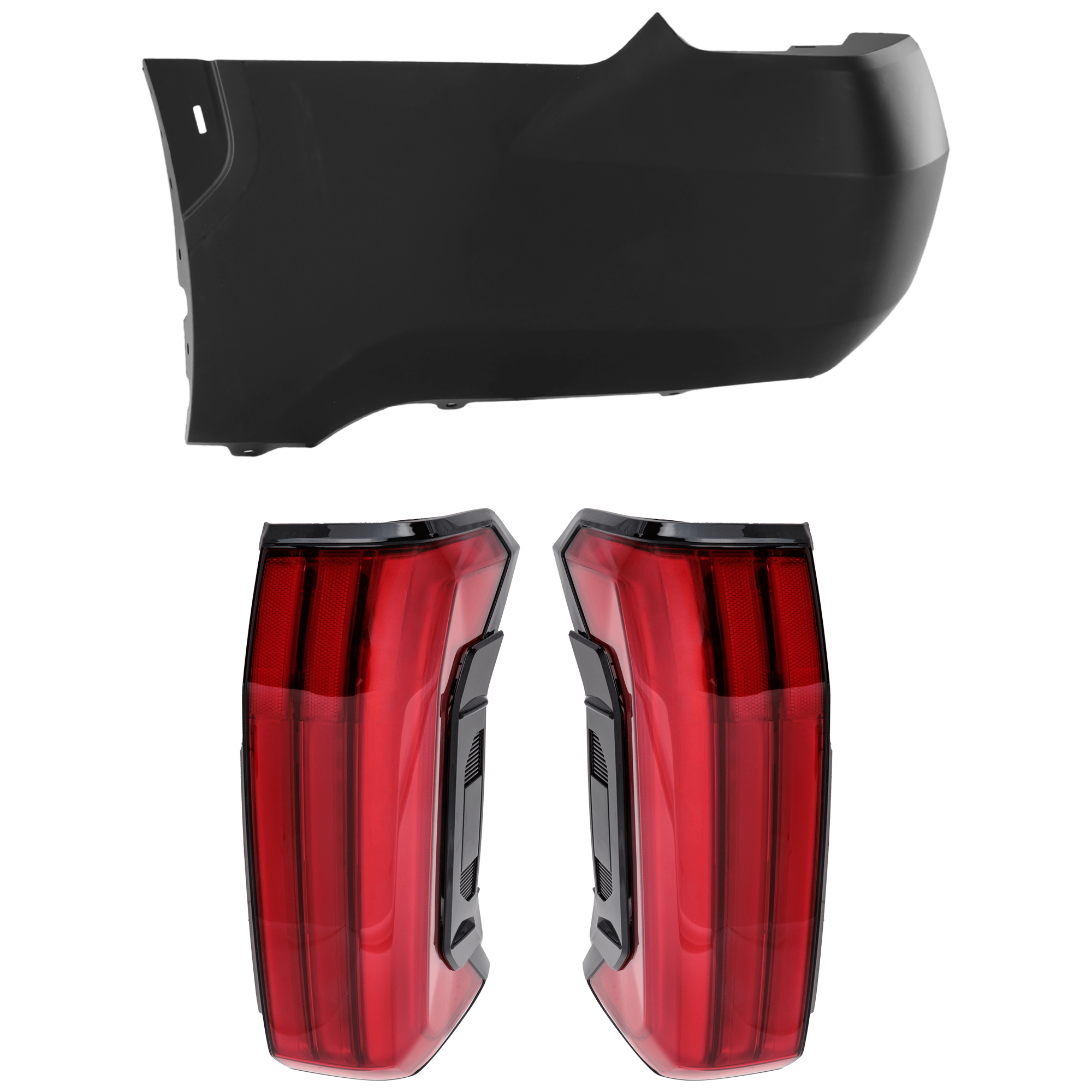 AM TUNDRA 22-25 REAR BUMPER COVER LH Outer 3 pc Kit Primed with Tail Light SKU KIT 081526 GB703 Partslink TO1116116 TO2801209 TO2800209 OEM 521620C902-815500C130-815600C1