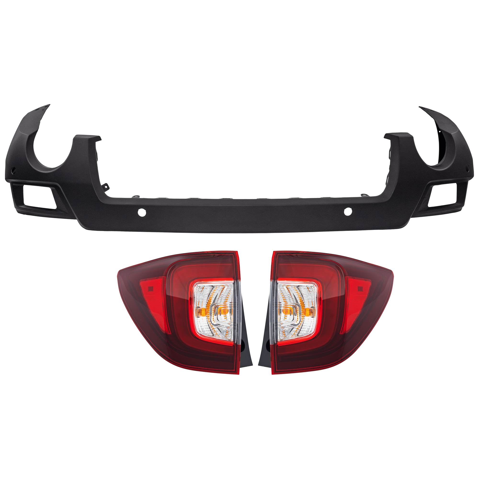 AM PASSPORT 22-25 REAR BUMPER COVER Lower 3 pc Kit Textured with Tail Light SKU KIT 081526 GB756 Partslink HO1115113 HO2805126 HO2804126 OEM 71510TGSA60-33500TG7A21-33550T