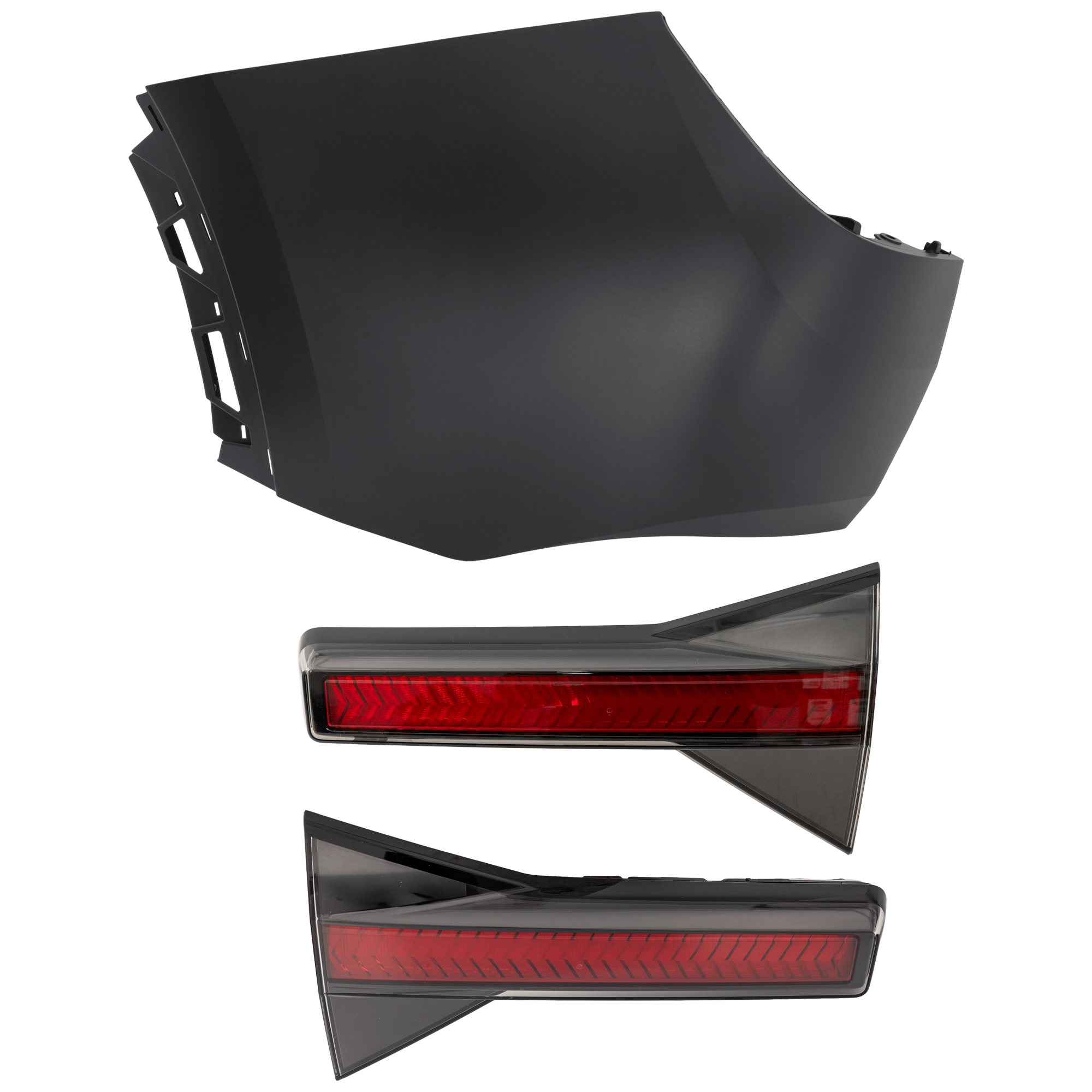 AM SANTA CRUZ 22-24 REAR BUMPER COVER LH 3 pc Kit Primed with Tail Light SKU KIT 081526 GB75 Partslink HY1116101 HY2803157 HY2802157 OEM 86656K5000-92404K5000-92403K50