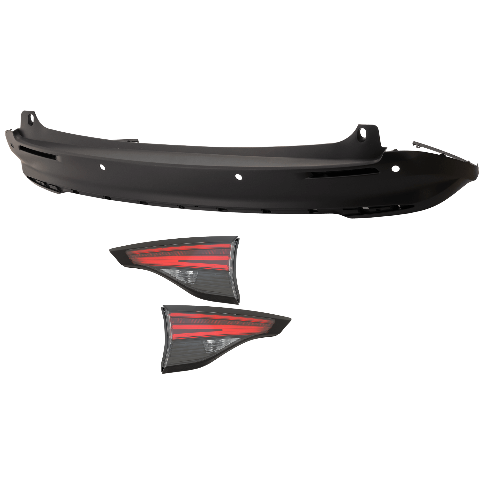 AM SIENNA 21-25 REAR BUMPER COVER Lower 3 pc Kit Primed with Tail Light SKU KIT 081526 GB785 Partslink TO1115122 TO2803162 TO2802162 OEM 5216908900-8158008090-81590080