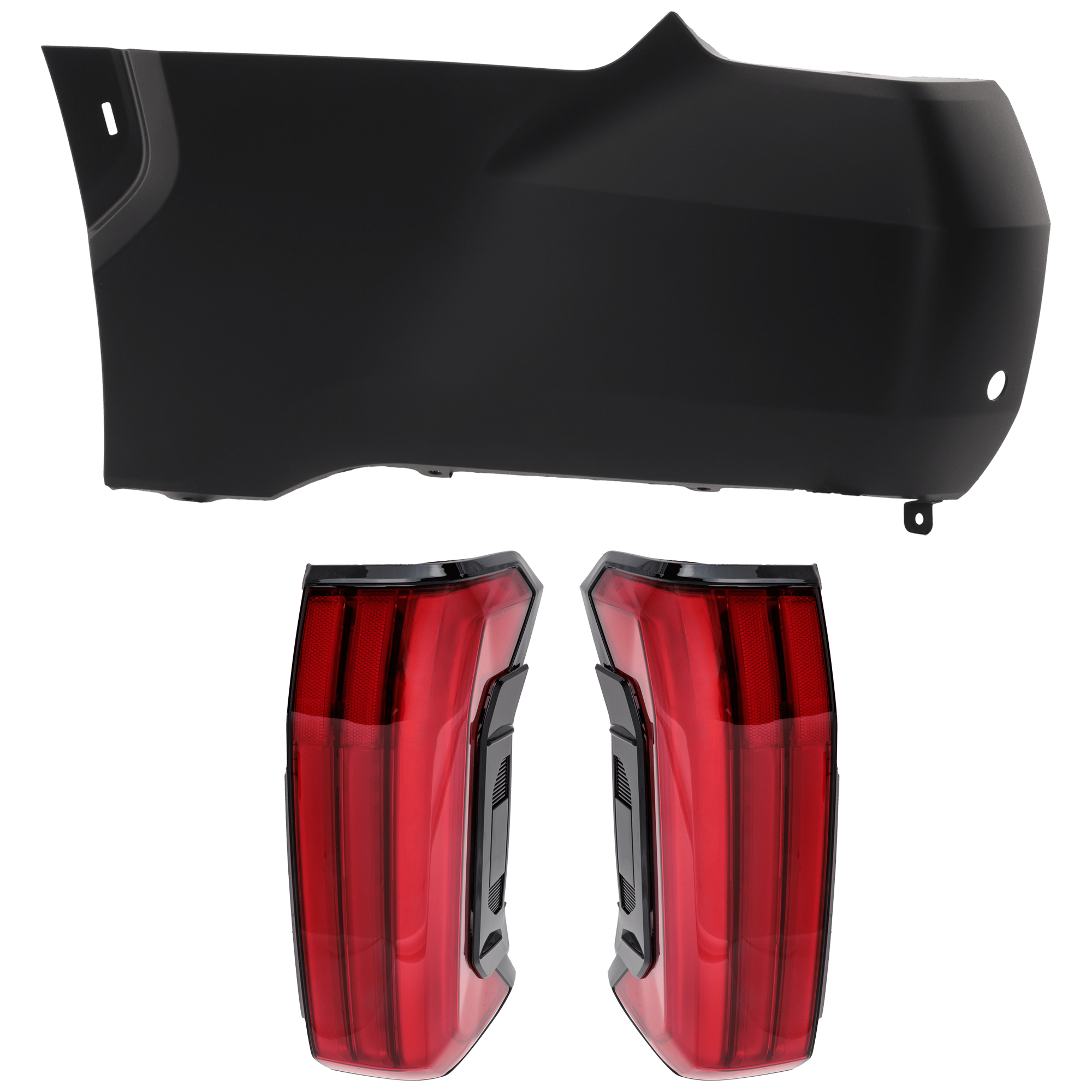 AM TUNDRA 22-25 REAR BUMPER COVER LH Outer 3 pc Kit Primed with Tail Light SKU KIT 081526 GB814 Partslink TO1116117 TO2801209 TO2800209 OEM 521620C900-815500C130-815600C1