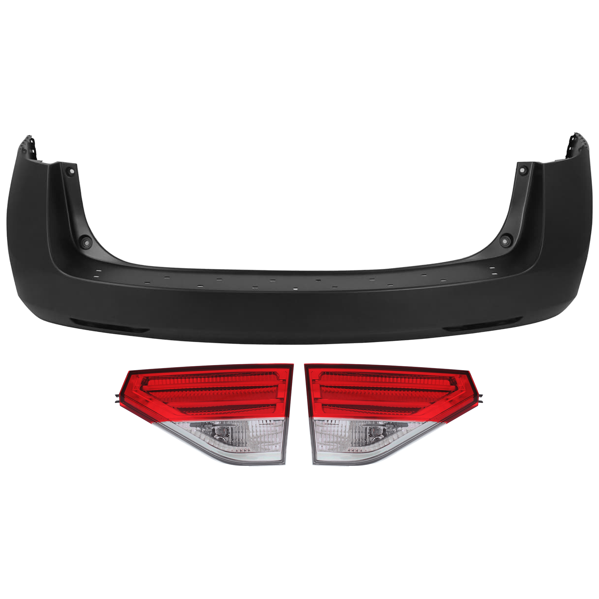 AM ODYSSEY 14-17 REAR BUMPER COVER 3 pc Kit Primed w o Parking Aid Sensor Holes with Tail Light CAPA SKU KIT 081526 GB843 Partslink HO1100267C HO2803107C HO2802107C OEM 04715TK8A90ZZ 34150TK8A11-3415