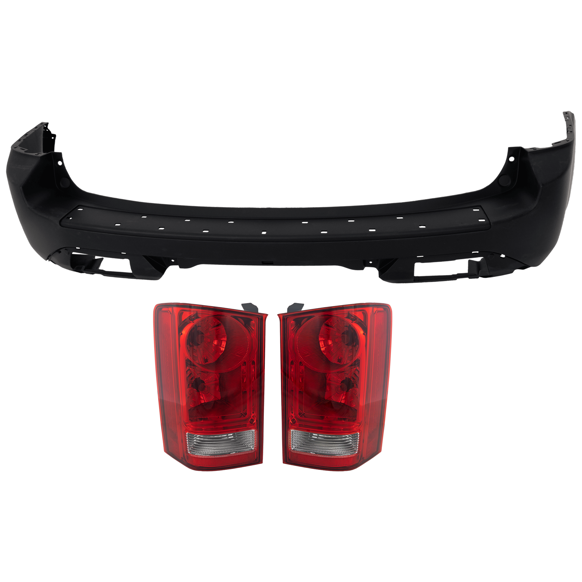 AM PILOT 12-15 REAR BUMPER COVER 3 pc Kit Primed w o License Plate Provision Tow Hook Hole and Parking Aid Sensor Holes with Tail Light SKU KIT 081526 GB848 Partslink HO1100274 HO2801174 HO2800174 OEM 04715SZAA70ZZ 33500SZAA02-3355