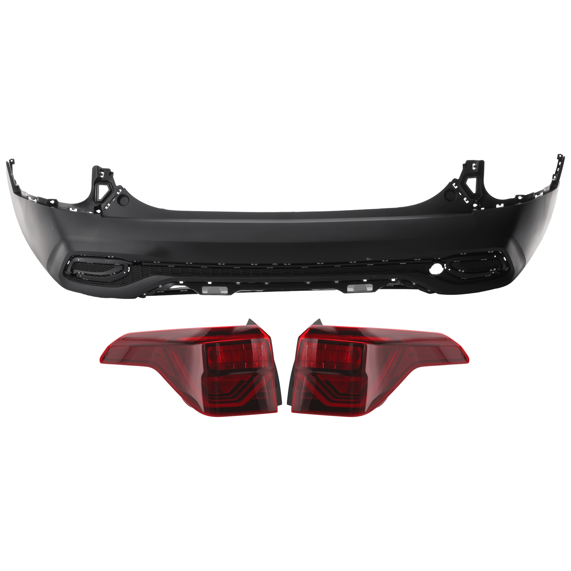 AM SELTOS 21-23 REAR BUMPER COVER 3 pc Kit Textured with Tail Light SKU KIT 081526 GB903 Partslink KI1100230 KI2805163 KI2804163 OEM 86612Q5010-92402Q5110-92401Q51