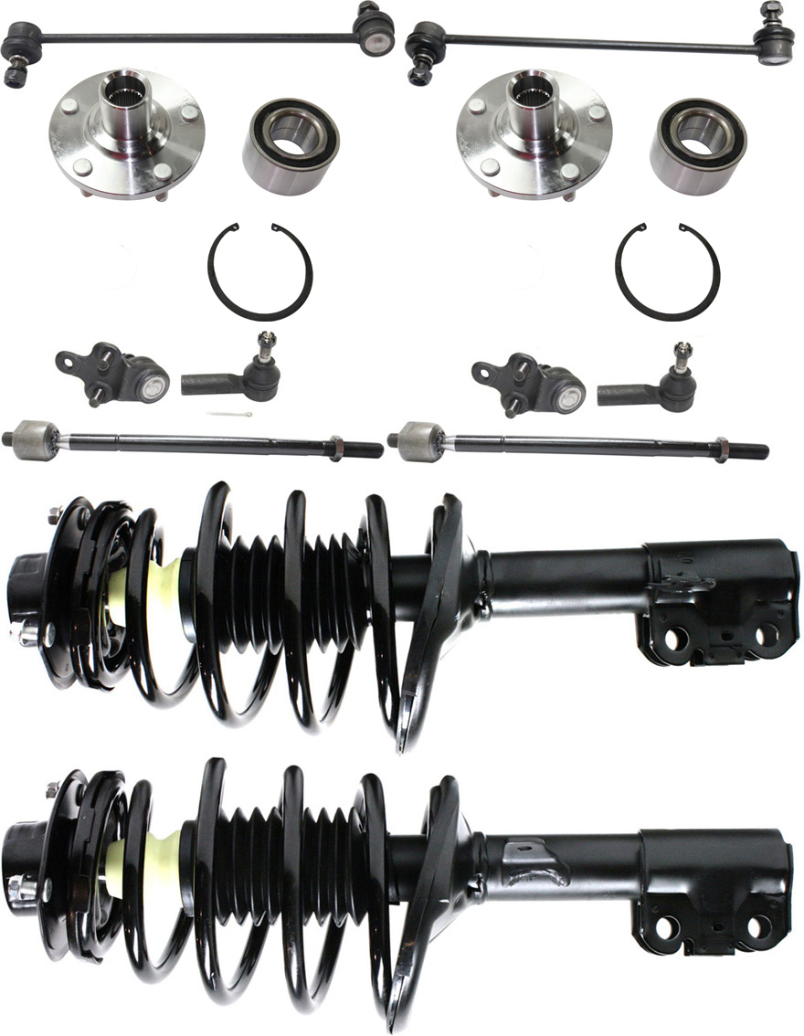 AM ES300-97-01 AVALON 97-03 FRONT SUSPENSION KIT RH AND LH 12 pc kit with Ball Joints Loaded Struts Sway Bar Links Tie Rod Ends and Wheel Hubs SKU KIT 081617-74 OEM 104218-256025-1014286-26013