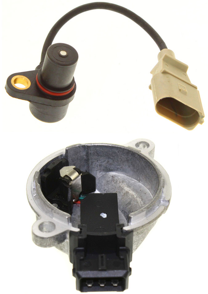 AM GOLF 02-04 TT QUATTRO 01-02 CRANKSHAFT POSITION SENSOR 2 pc Kit 3 Prong Blade Male Terminal 1 Female Connector with Camshaft Position Sensor SKU KIT 081618-37 OEM 06A906433L 058905161B