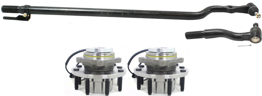 AM EXCURSION 00-05 F 250 SUPER DUTY F 350 SUPER DUTY 99-04 FRONT HUB ASSEMBLY RH AND LH 4 pc Kit with Tie Rod Ends SKU KIT 081717-46 OEM 102188-715056-7250166-40265002