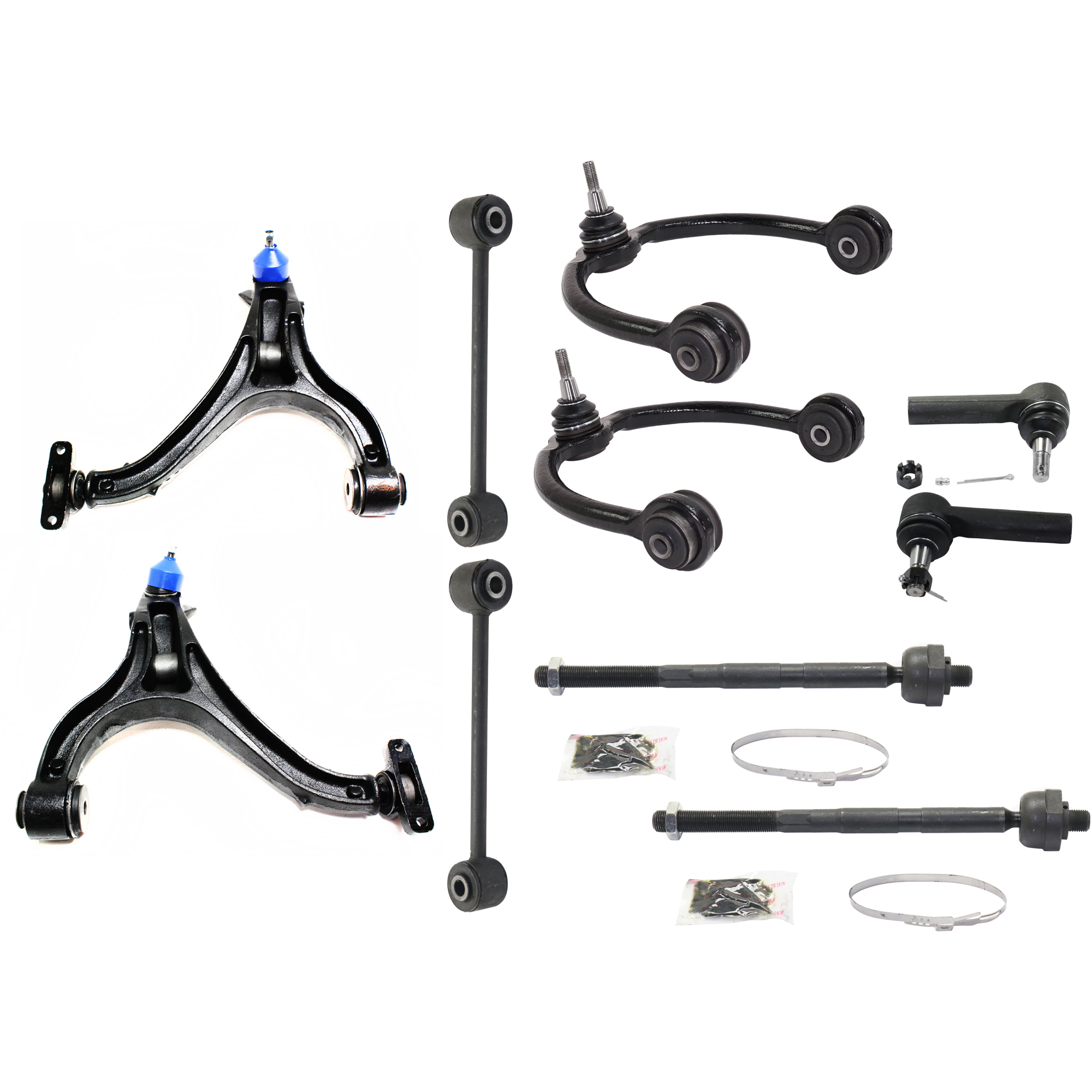 AM COMMANDER 08-10 GRAND CHEROKEE 07-10 FRONT CONTROL ARM KIT RH AND LH Upper and Lower w ball joint s 10 pc Kit with Sway Bar Link and Tie Rod End SKU KIT 081717-64 OEM 52090206AI 52089981AF 52089980
