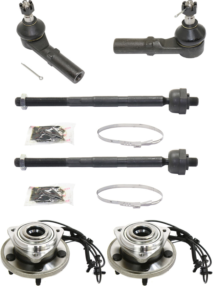 AM COMMANDER 06-10 GRAND CHEROKEE 05-10 FRONT HUB ASSEMBLY RH AND LH 6 pc Kit with Tie Rod Ends SKU KIT 081717-69 OEM 52089434AE 2693562-4012225-401
