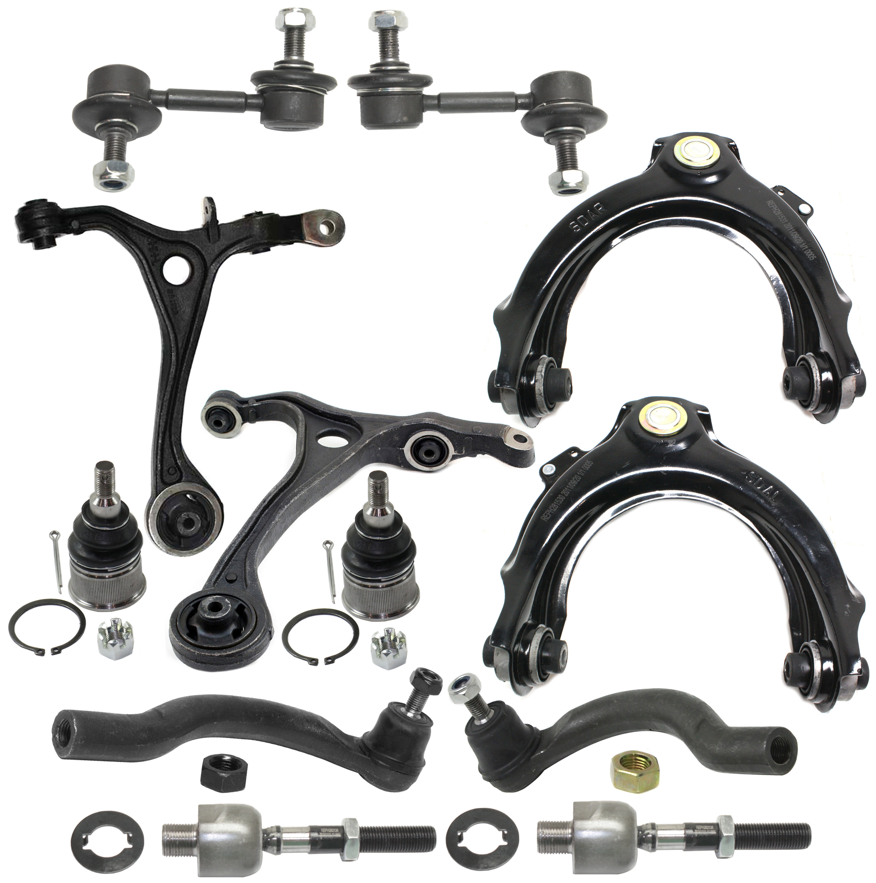 AM ACCORD 03-03 FRONT CONTROL ARM KIT RH AND LH Upper and Lower w ball joint s 12 pc Kit with Ball Joint Sway Bar Link and Tie Rod End SKU KIT 082217-24 OEM 1016526-2601662-2601797-505