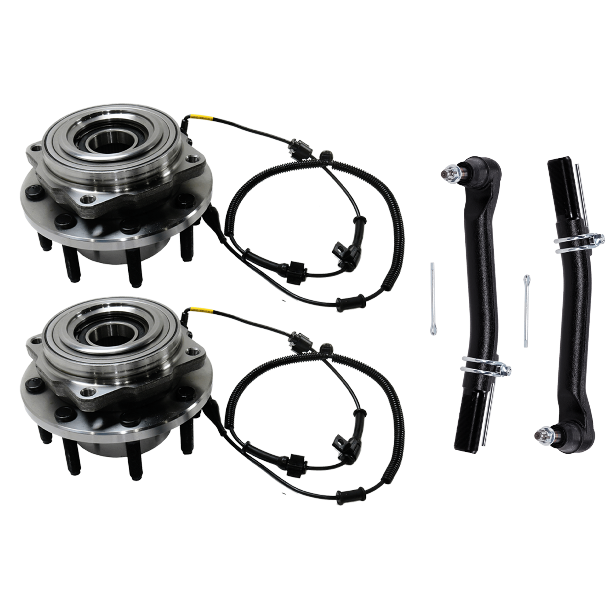 AM F 250 F 350 SUPER DUTY 05-10 FRONT SUSPENSION KIT RH AND LH 4 pc kit with Tie Rod Ends and Wheel Hubs SKU KIT 082217-38 OEM BC3Z3A131C HC3Z3A131D 5C3Z3A13