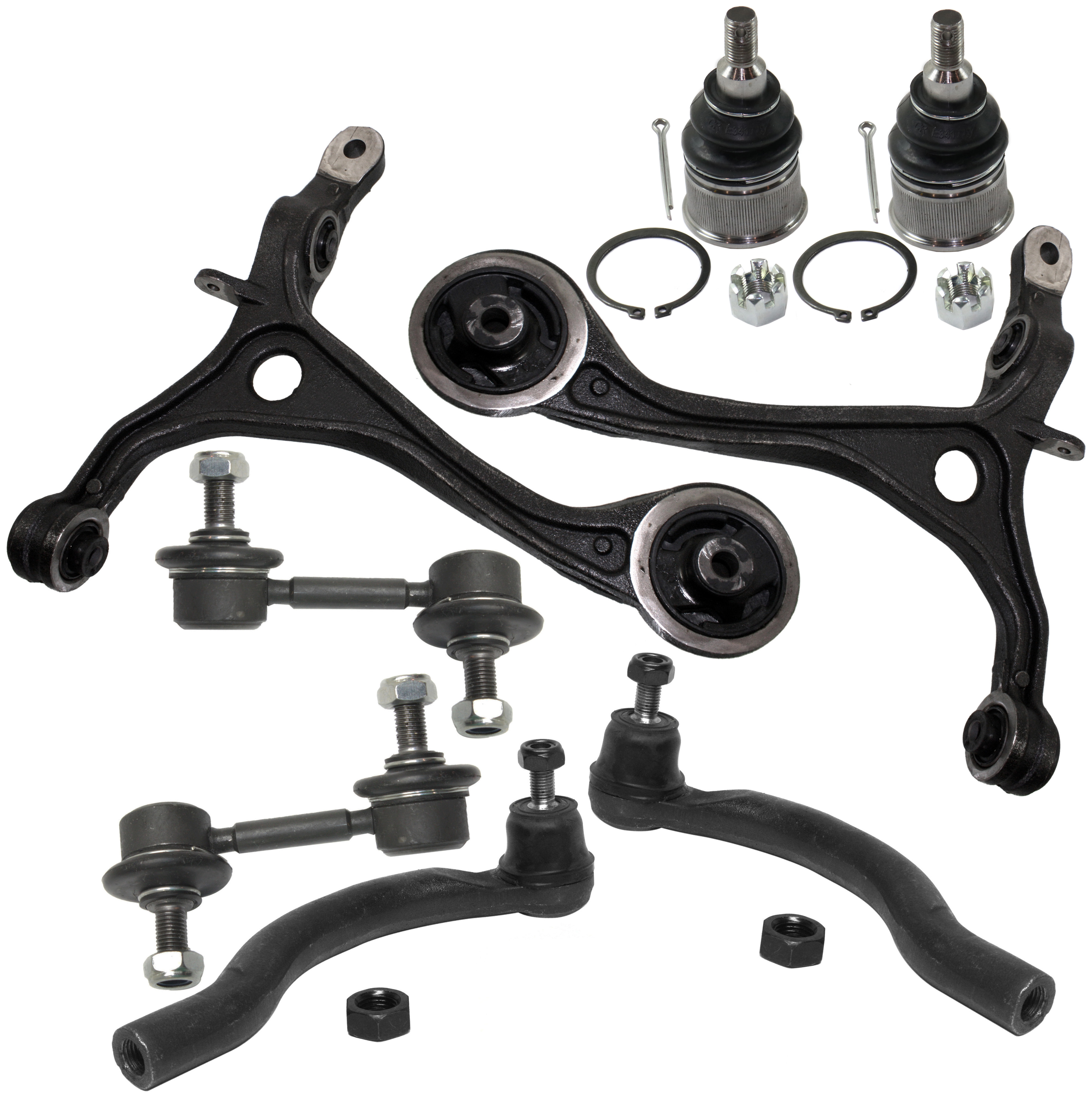 AM ACCORD 03-03 TSX 04-08 FRONT CONTROL ARM KIT RH AND LH Lower 8 pc kit with Ball Joints Sway Bar Links and Tie Rod Ends SKU KIT 082217-42 OEM 1016526-2601662-2601797-505