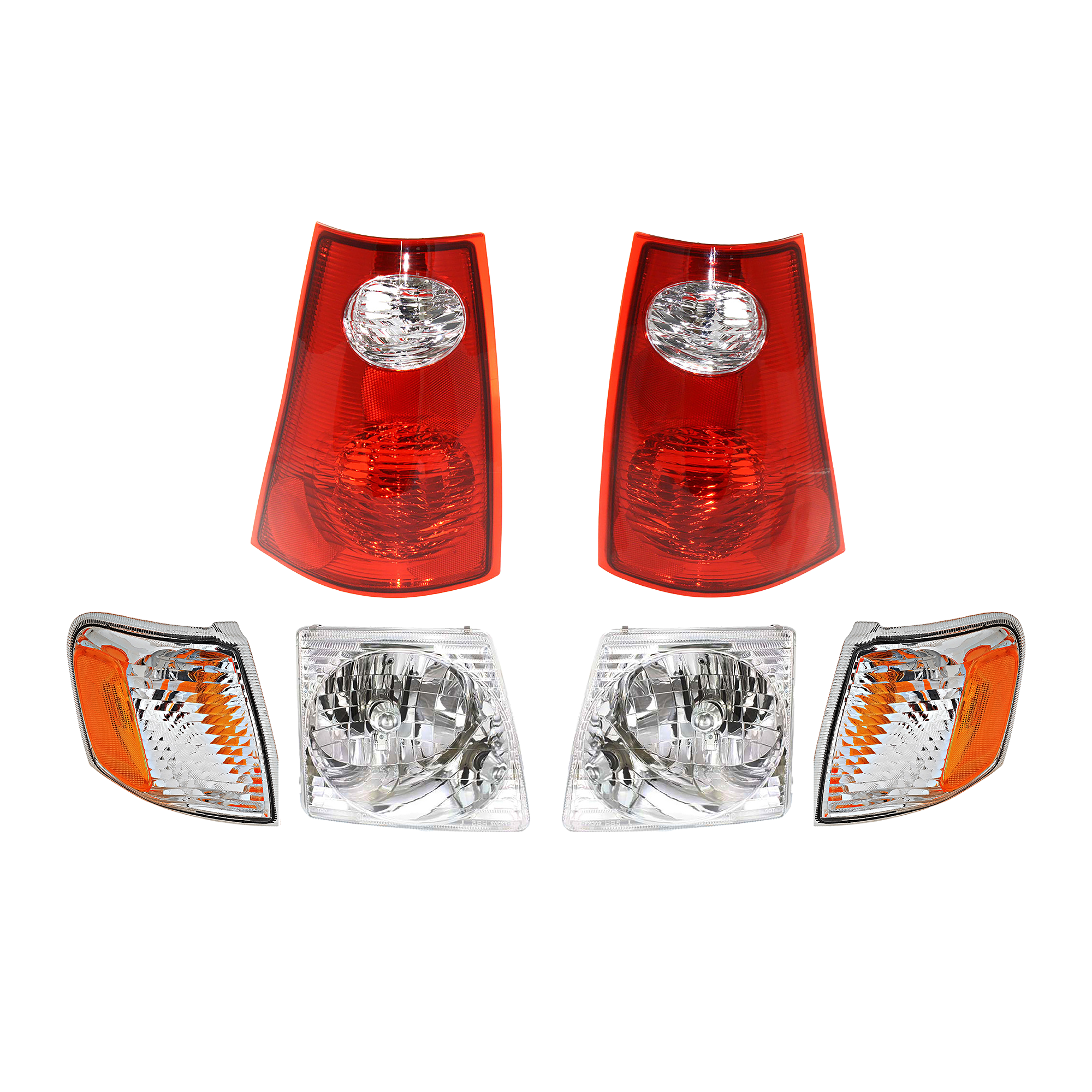 AM EXPLORER SPORT TRAC 01-05 TAIL LAMP RH AND LH 6 pc Kit with Headlight and Corner Light SKU KIT 082218-16 Partslink FO2801152 FO2800152 FO2520164 FO2521164 FO2502170 FO2503170 OEM 1L5Z13404AA 1L5Z13405AA 1L5Z13