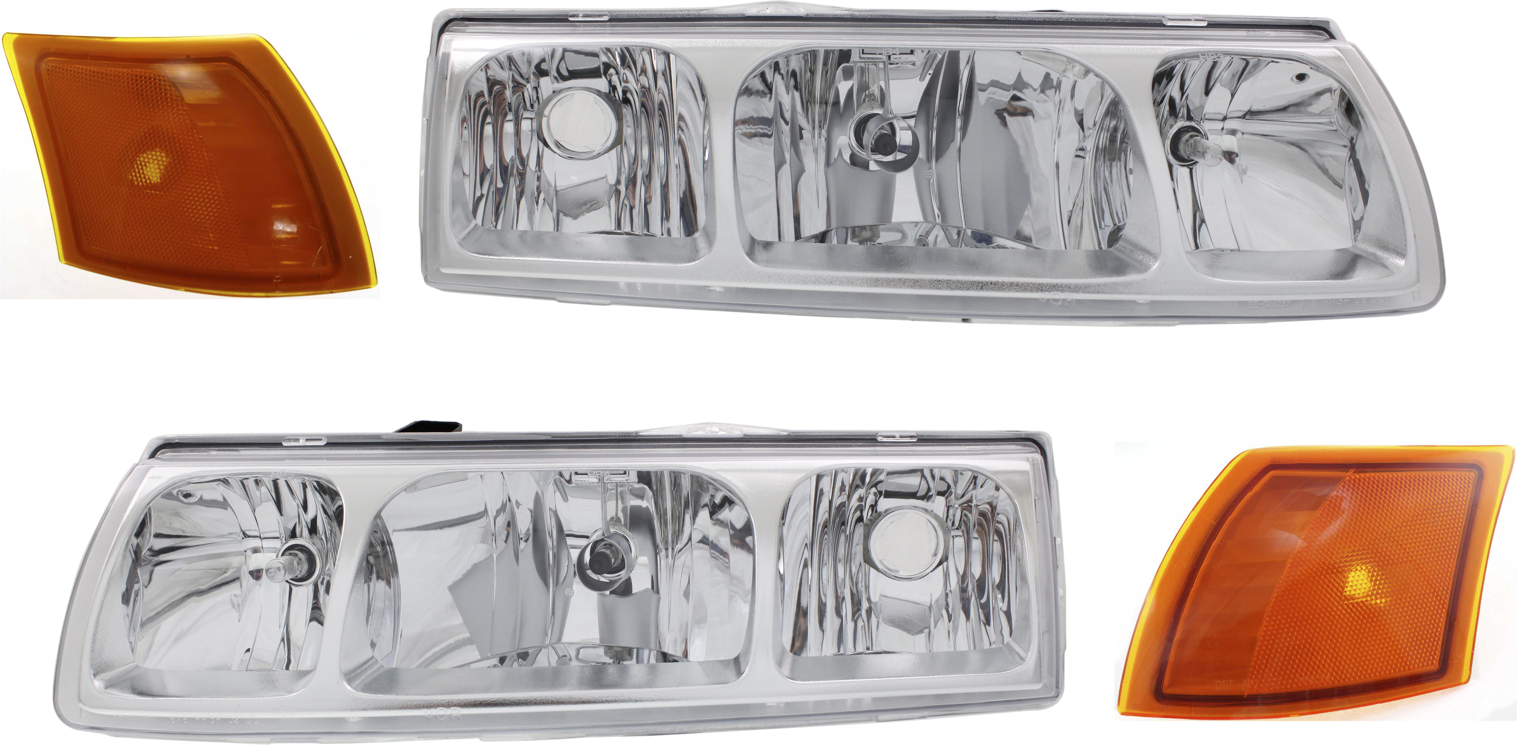 AM VUE 05-05 HEAD LAMP RH AND LH 4 pc Kit Assembly with Side Markers SKU KIT 082218-21 Partslink GM2503253 GM2502253 GM2550188 GM2551188 OEM 22730382-22730381-22700024-227