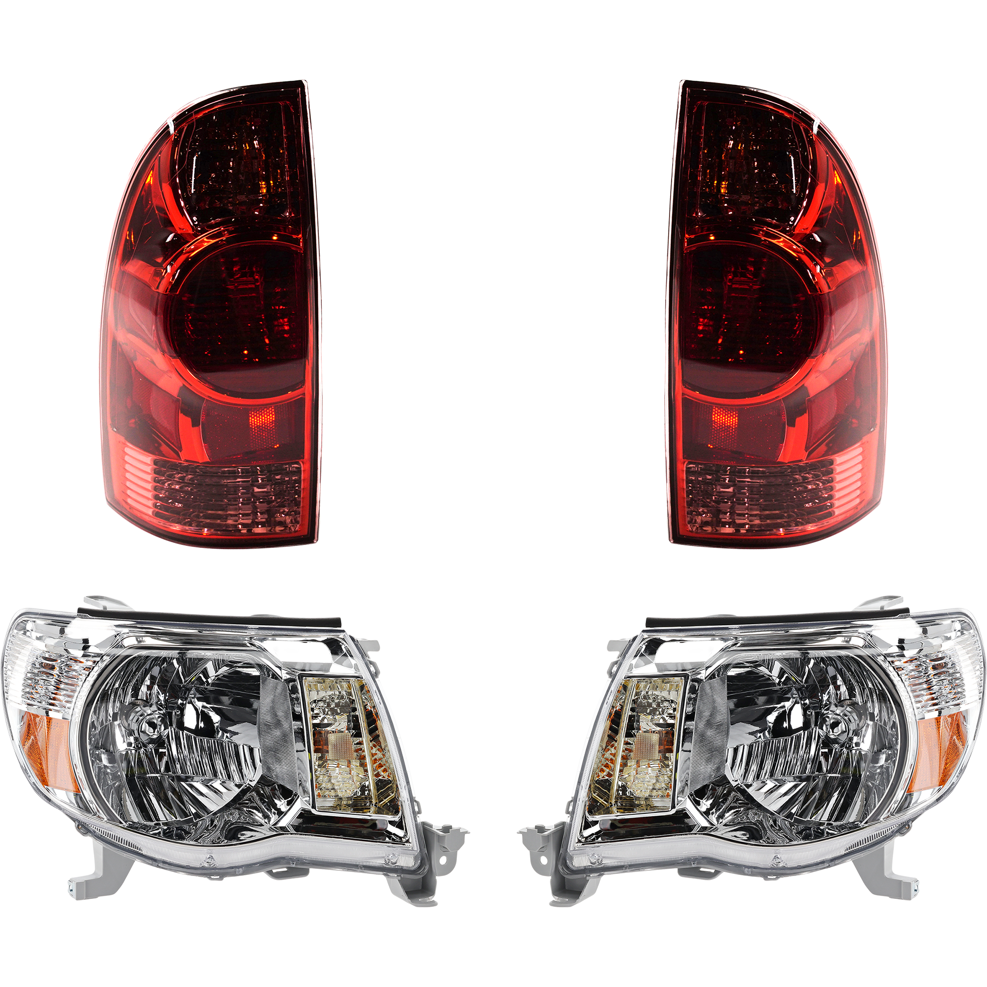 AM TACOMA 05-08 TAIL LAMP RH AND LH 4 pc Kit with Headlight SKU KIT 082218-31 Partslink TO2801158 TO2800158 TO2502157 TO2503157 OEM 8155004150-8156004150-81150041