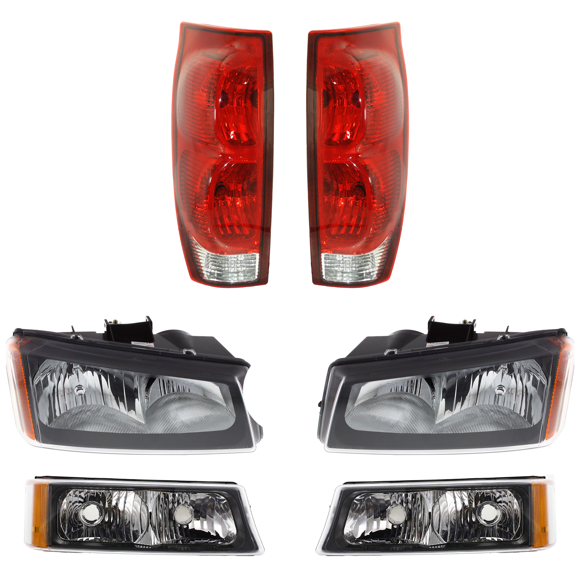 AM AVALANCHE 1500-2500-03-06 TAIL LAMP RH AND LH 6 pc Kit with Headlight and Turn Signal Light SKU KIT 082218-33 Partslink GM2502257 GM2503257 GM2520185 GM2521185 GM2800153 GM2800194 GM2801153 GM2801194 OEM 15092493-15771437-10396913-103