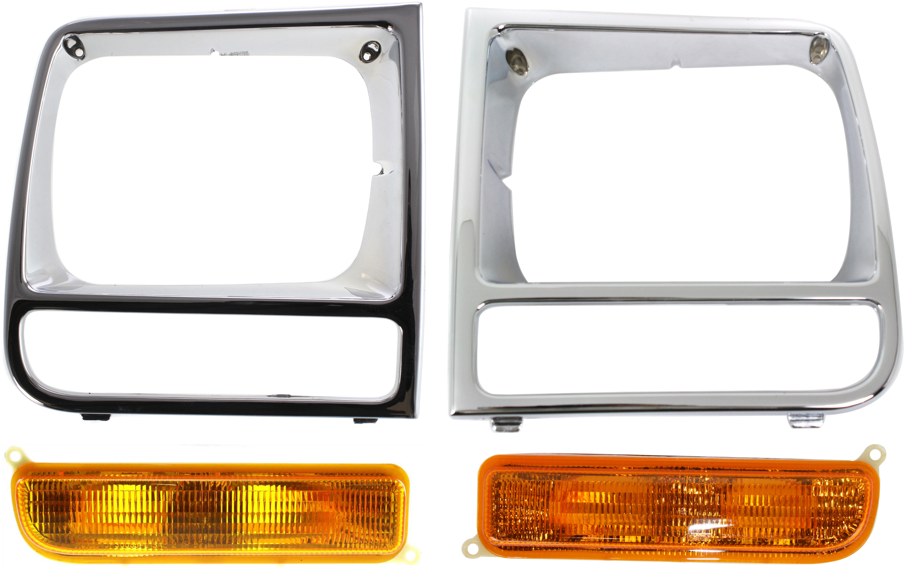 AM CHEROKEE 97-01 HEAD LAMP DOOR RH and LH 4 pc Kit with Turn Signal Light SKU KIT 082218-37 Partslink CH2513165 CH2512165 CH2520127 CH2521127 OEM 55156030AB 55156031AB 55055143