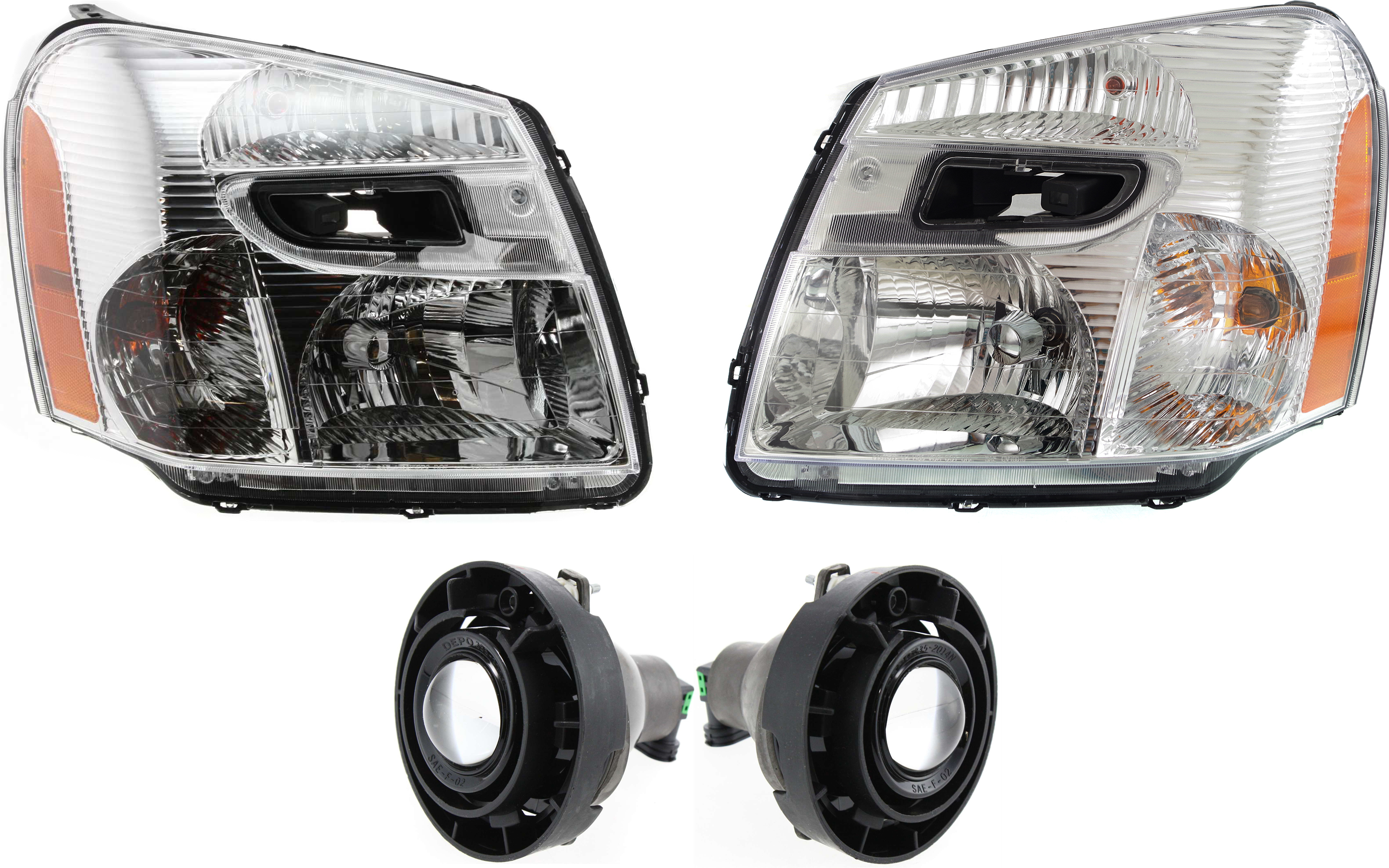 AM EQUINOX 05-06 HEAD LAMP RH AND LH with Bulbs 4 pc Kit with Fog Lights SKU KIT 082218-42 Partslink GM2502254 GM2503254 GM2592149 OEM 15888058-15888059-15162675