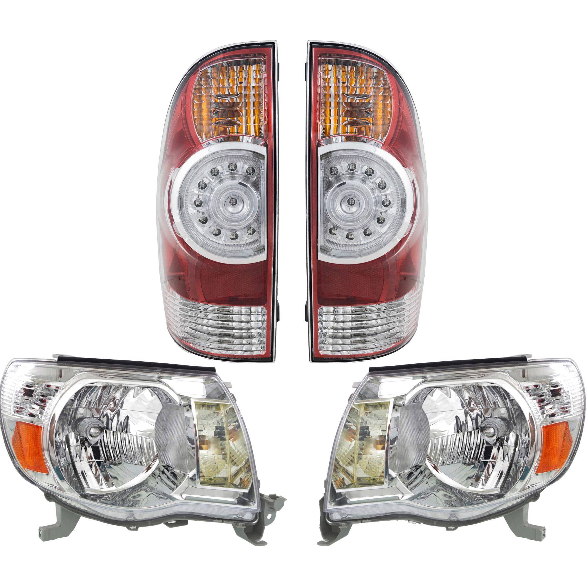 AM TACOMA 08-08 TAIL LAMP RH AND LH 4 pc Kit with Headlight SKU KIT 082218-44 Partslink TO2801177 TO2800177 TO2502157 TO2503157 OEM 8155004160-8156004160-81150041