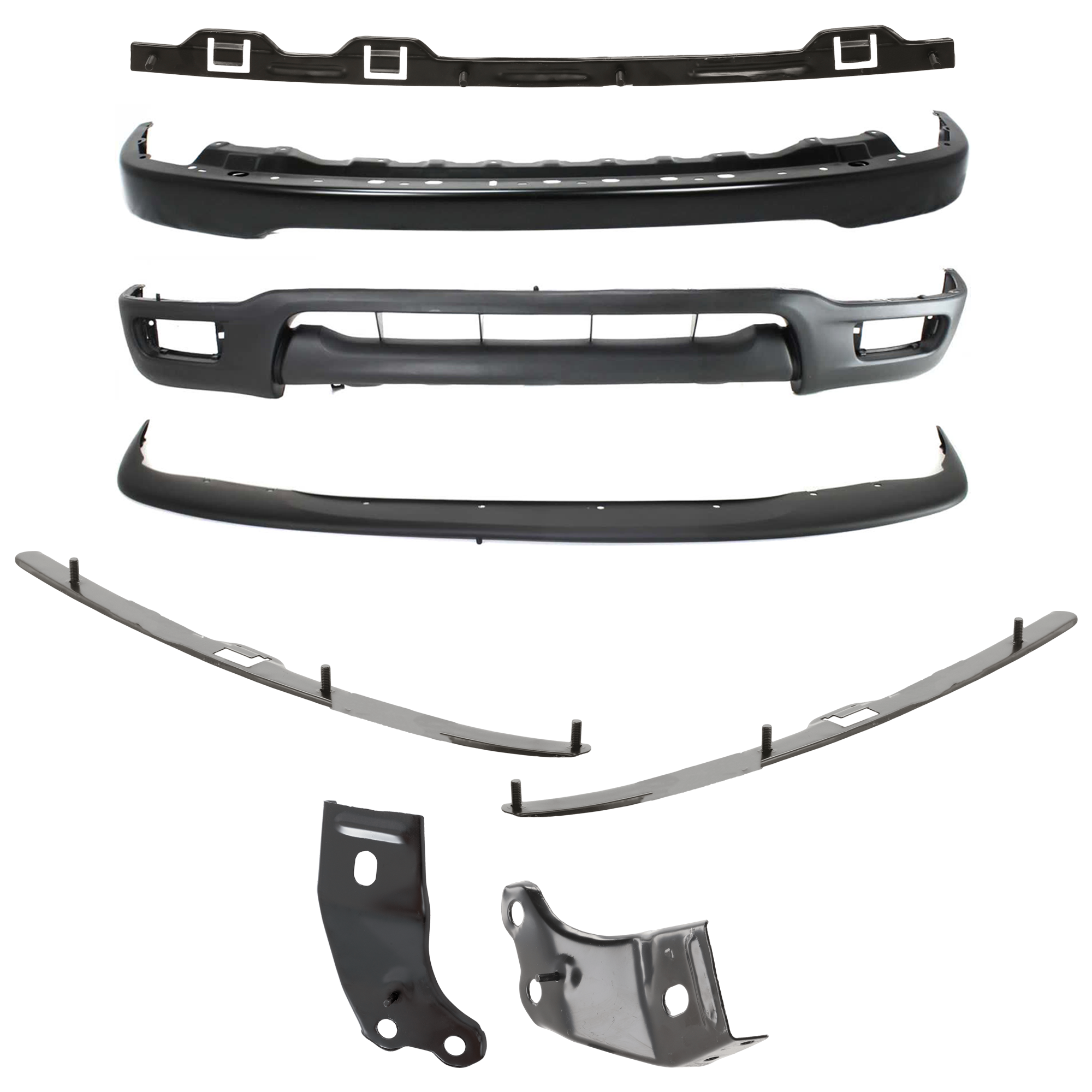 AM TACOMA 01-04 FRONT BUMPER 8 pc Kit with Valance Bumper Filler Bumper Retainer and Bumper Bracket SKU KIT 082224 C506 Partslink TO1002176 TO1067134 TO1066134 TO1087112 TO1066152 TO1067152 TO1065101 TO1095196 OEM 52101AD900-52141AD020-52142AD0