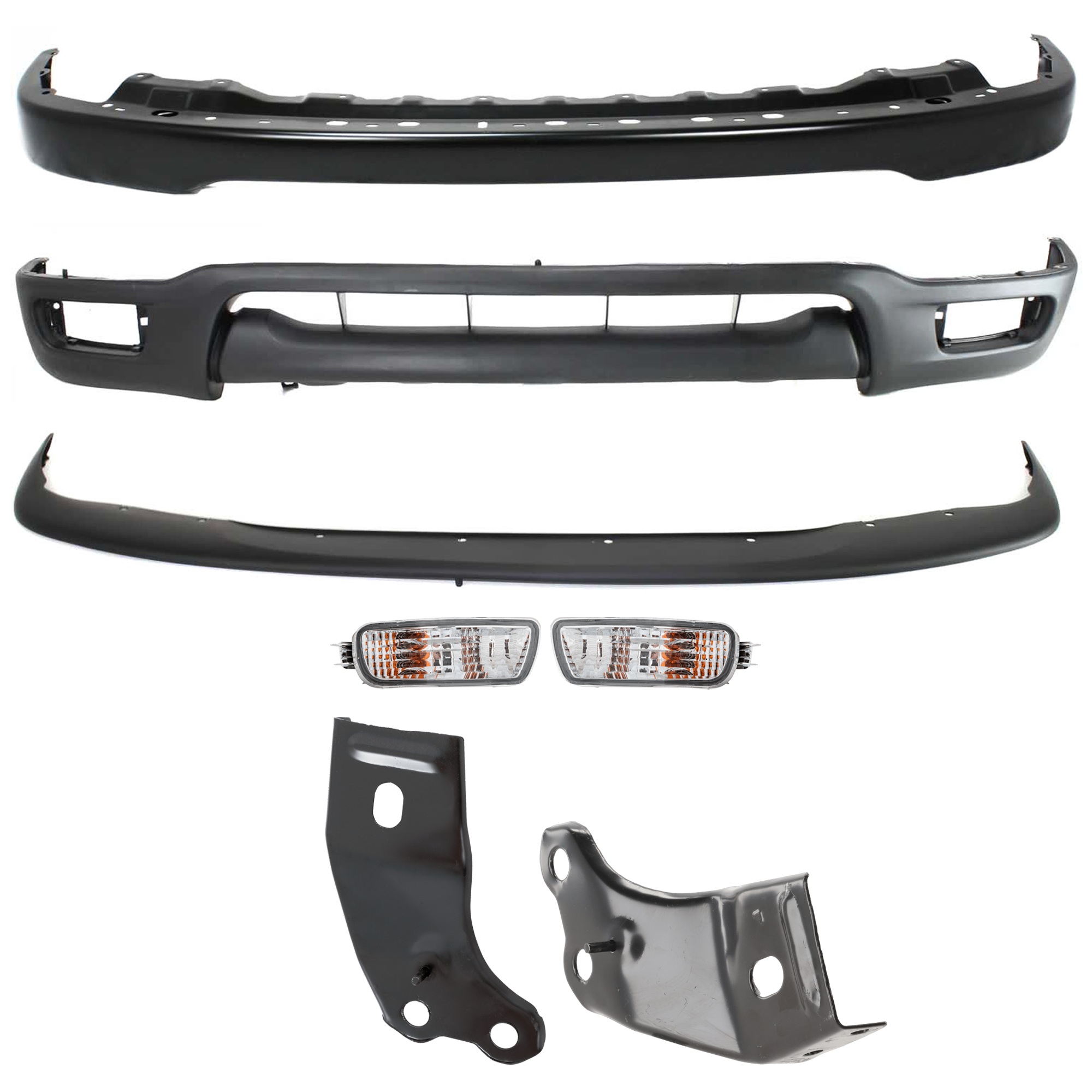 AM TACOMA 01-04 FRONT BUMPER Paint to Match 7 pc kit with Bumper Bracket Bumper Filler Turn Signal Light and Valance SKU KIT 082224 C519 Partslink TO1002176 TO1067134 TO1066134 TO1087112 TO2530140 TO2531140 TO1095196 OEM 52101AD900-52141AD020-52142AD0