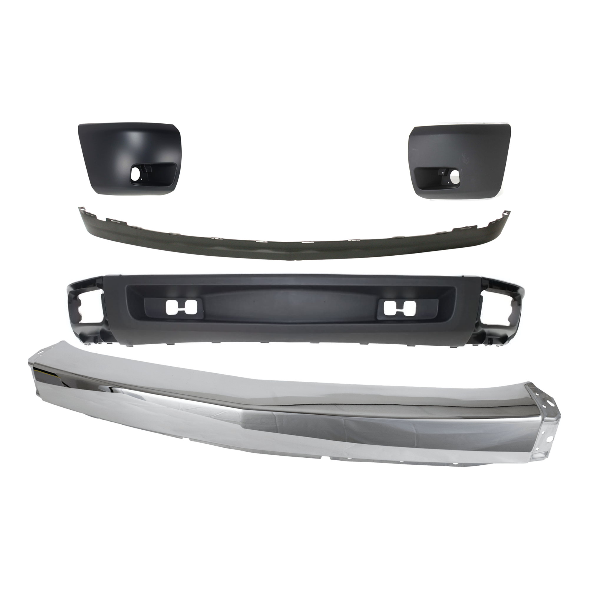 AM SILVERADO 1500-07-08 FRONT BUMPER 5 pc Kit with Valance and Bumper End SKU KIT 082224 C551 Partslink GM1002830 GM1005147 GM1004147 GM1092191 GM1092192 OEM 15836961-15891682-15891681-258