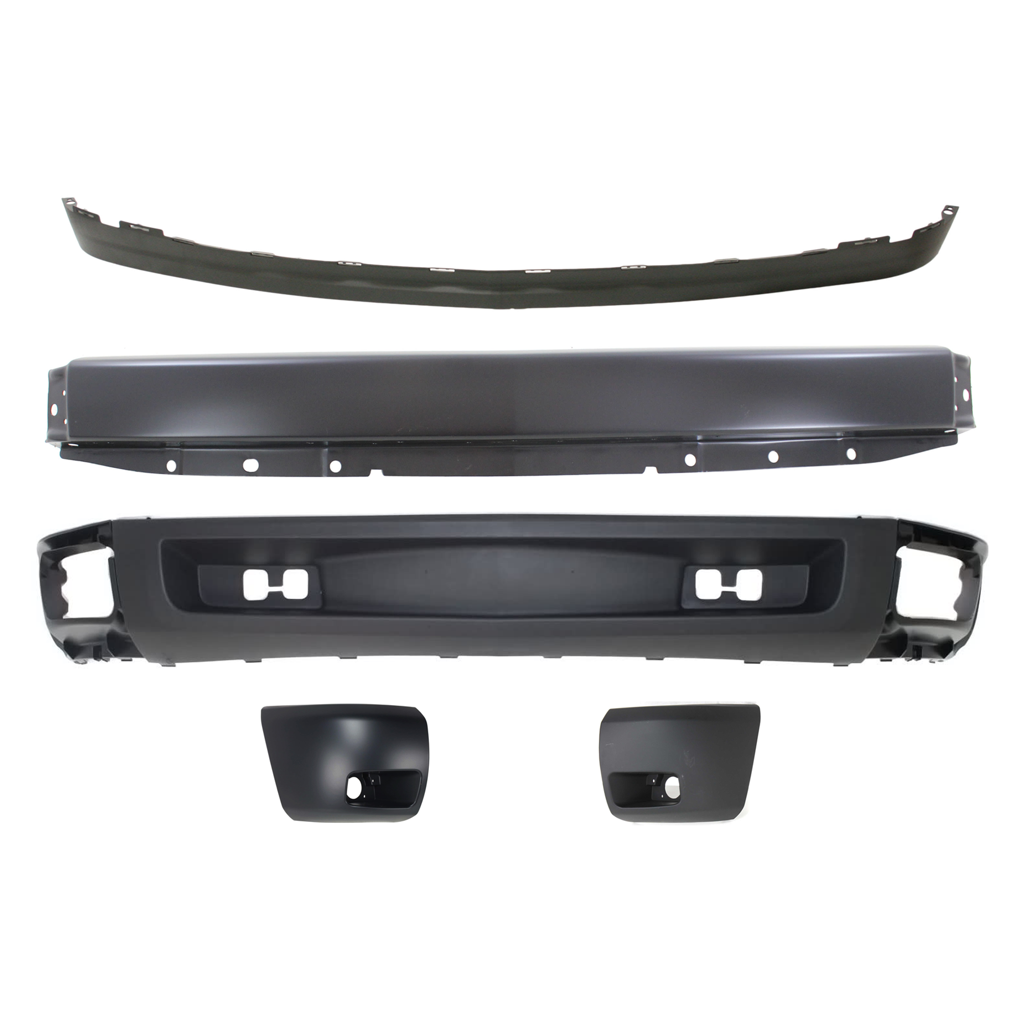 AM SILVERADO 1500-07-08 FRONT BUMPER 5 pc kit w Valance and Bumper End SKU KIT 082224 C553 Partslink GM1002828 GM1005147 GM1004147 GM1092191 GM1092192 OEM 15836962-15891682-15891681-258