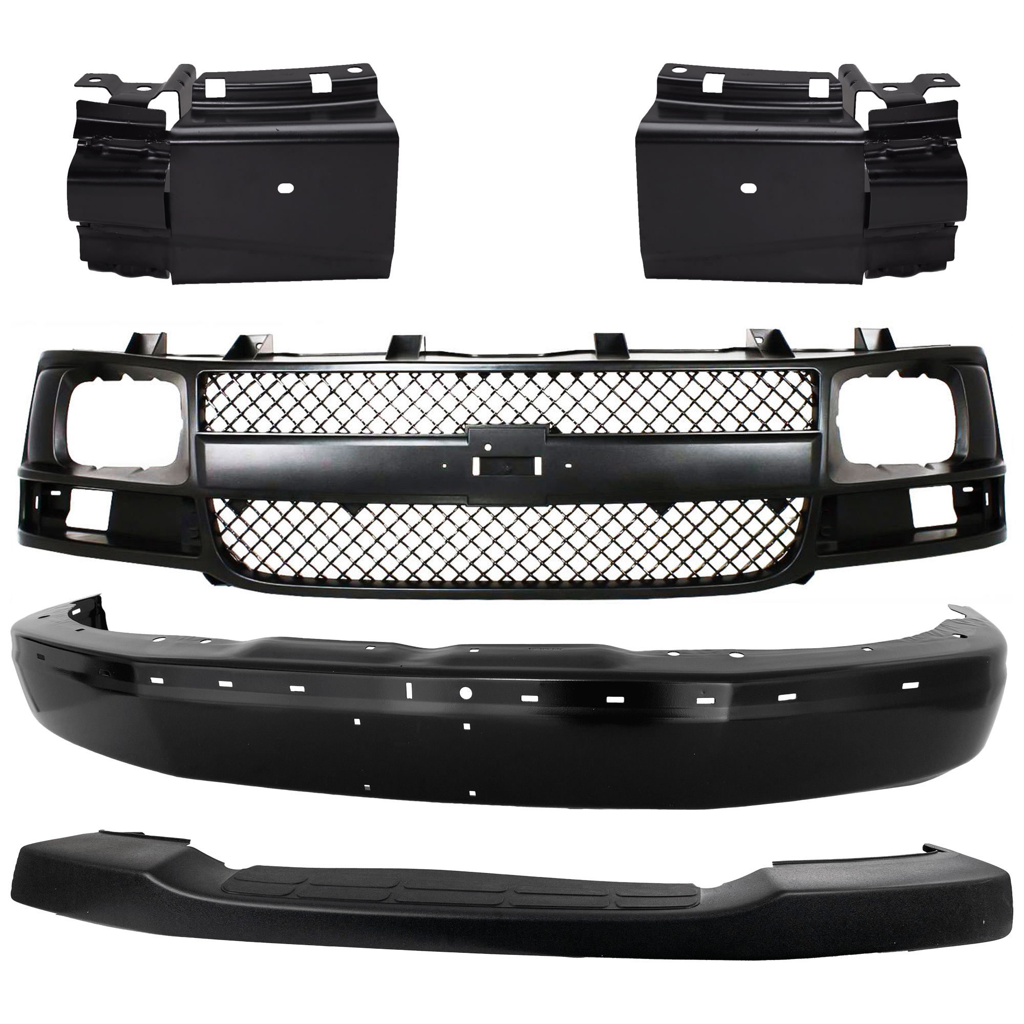 AM SAVANA 2500 EXPRESS 2500-03-17 FRONT BUMPER 5 pc kit Paint to Match with Grille Assembly Bumper Cover and Bumper Bracket SKU KIT 082224 C556 Partslink GM1002425 GM1067158 GM1066158 GM1000693 GM1200538 OEM 22872781-15757010-15757009-228