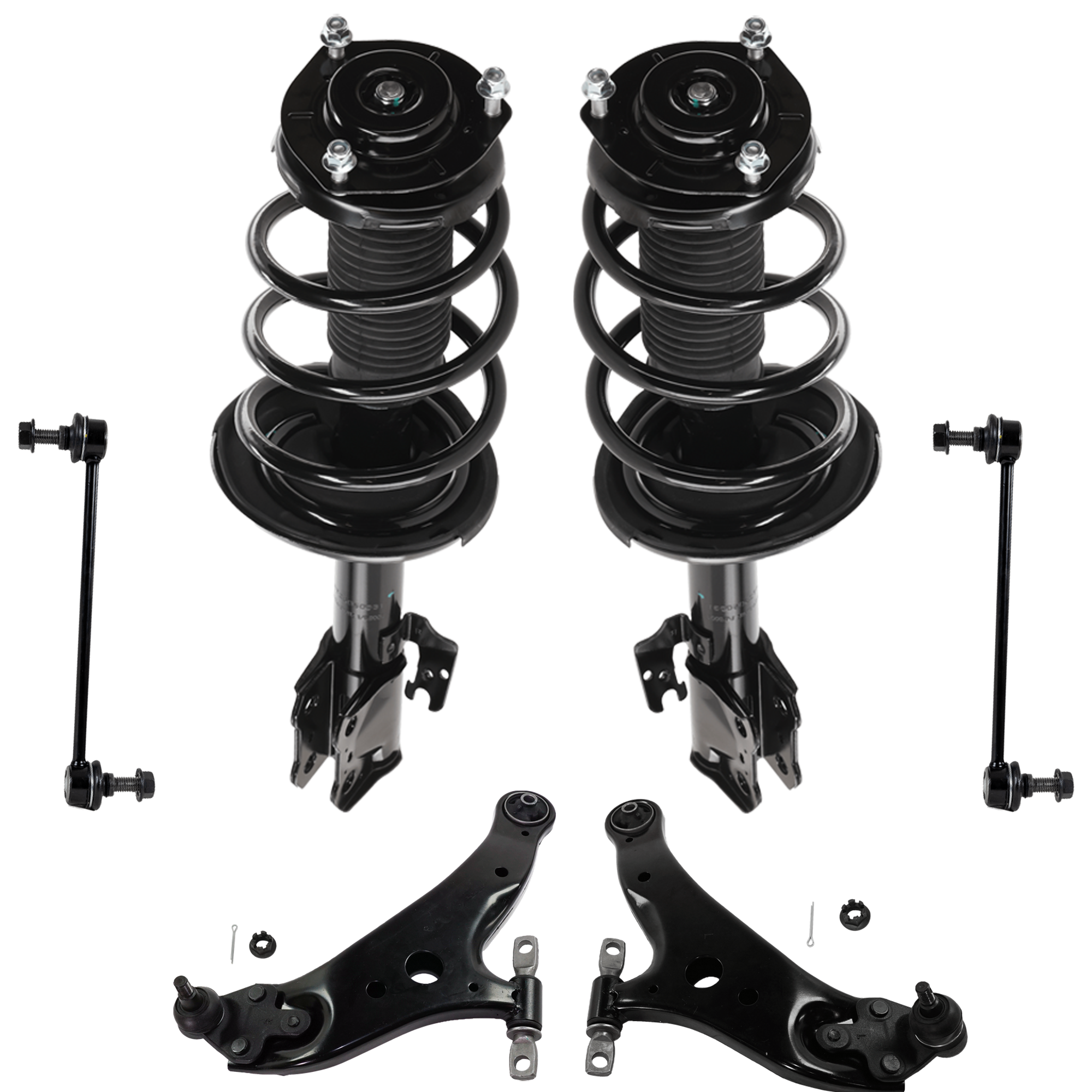 AM HIGHLANDER 08-11 FRONT FULLY LOADED STRUT RH AND LH 6 pc kit Gas Charged Twin tube with Control Arm and Sway Bar Link SKU KIT 082224 C563 OEM 2333319R LS5494032R SR4450-172