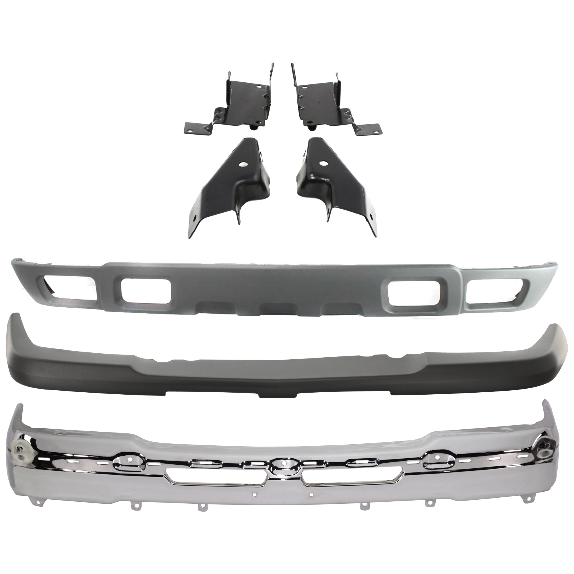 AM SILVERADO 1500-03-06 SILVERADO 2500-03-04 FRONT BUMPER 7 pc kit w Bumper Cover Bumper Bracket and Valance SKU KIT 082224 C577 Partslink GM1002416 GM1061101 GM1051112 GM1092173 OEM 19150310 Performance 89025820