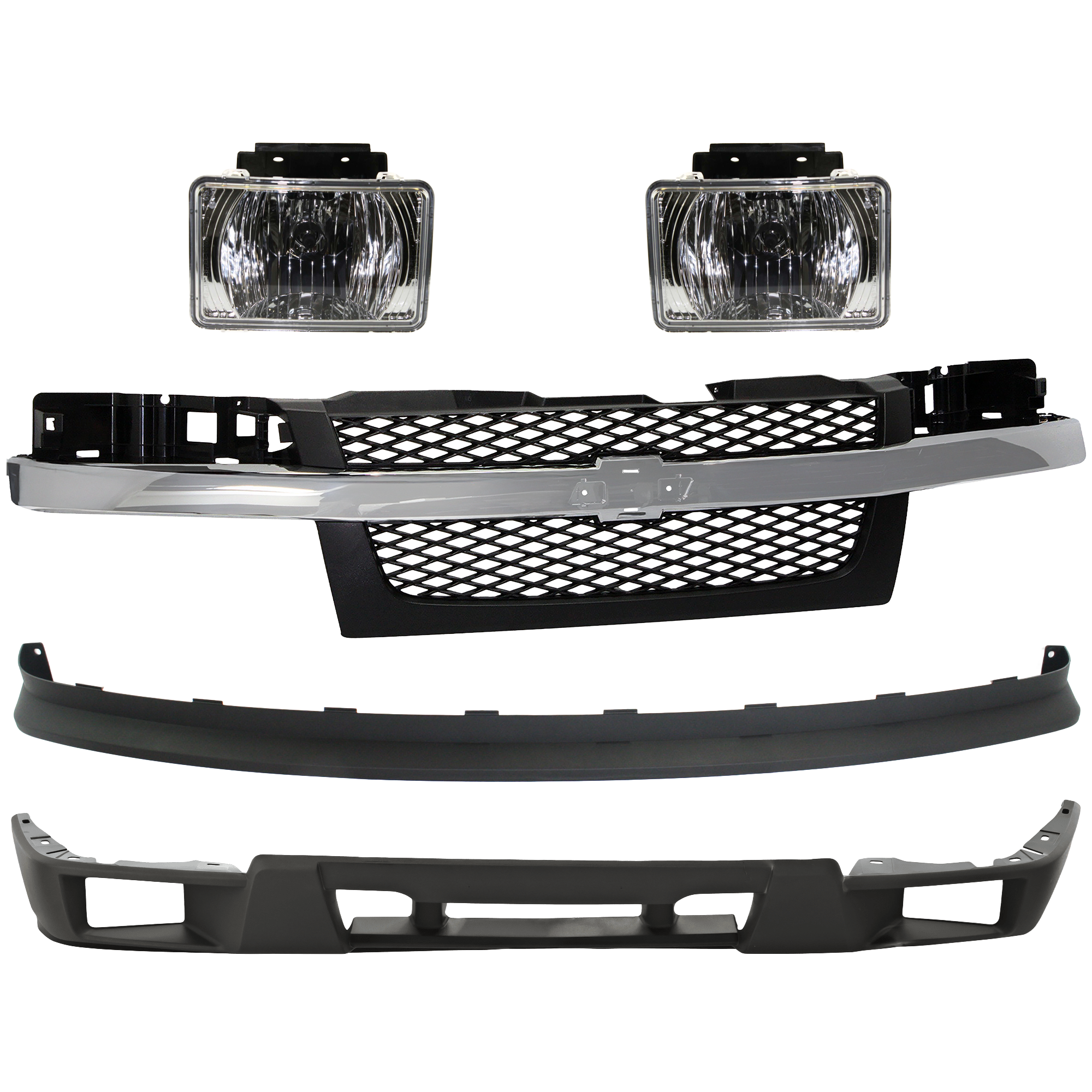 AM COLORADO 04-12 GRILLE 5 pc Kit with Fog Light Bumper Cover and Valance SKU KIT 082224 C580 Partslink GM1000722 GM2592135 GM1092183 OEM Performance 12335805-22863814