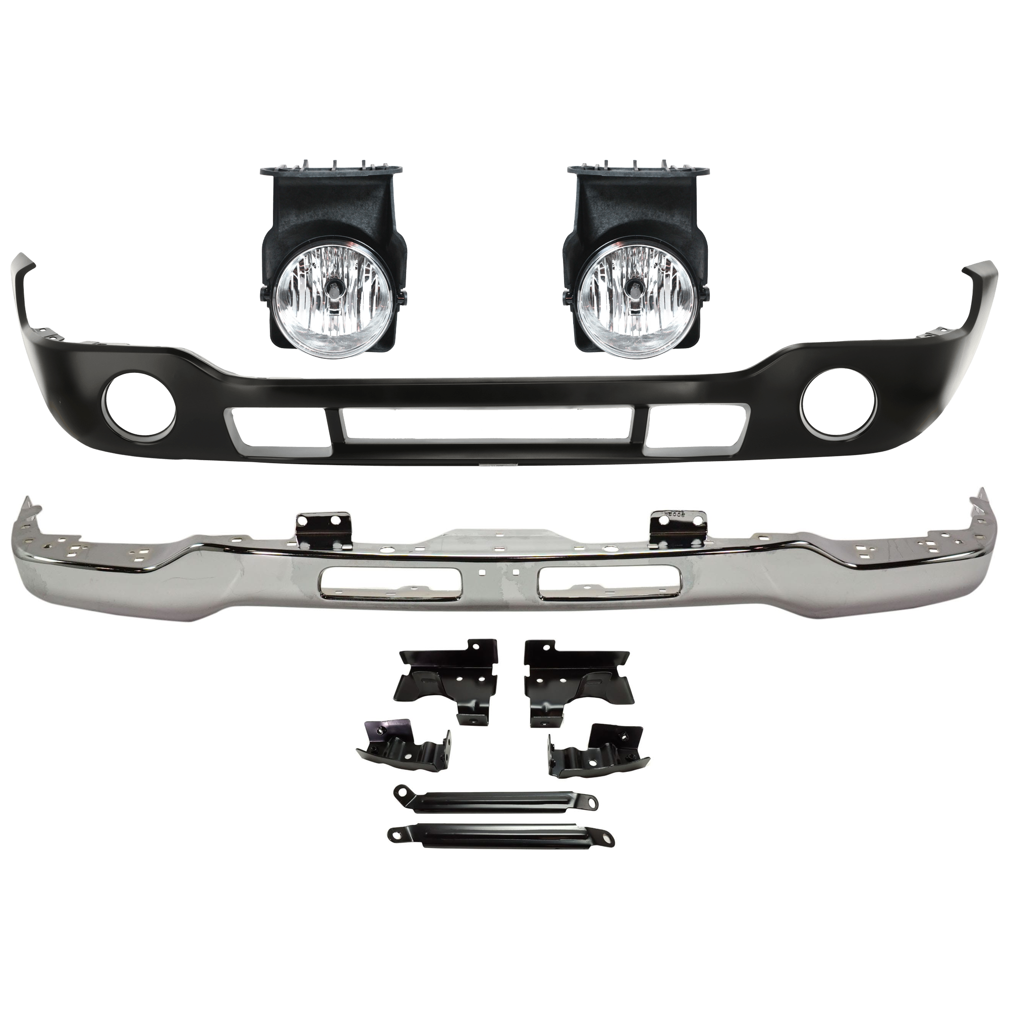 AM SIERRA 1500-2500 HD FRONT BUMPER 05-06-4 pc kit w Bumper Cover and Fog Light SKU KIT 082224 C587 Partslink GM1002463 GM1000684 GM2592154 GM2593154 OEM 15098990 PFM 12335963-88979837