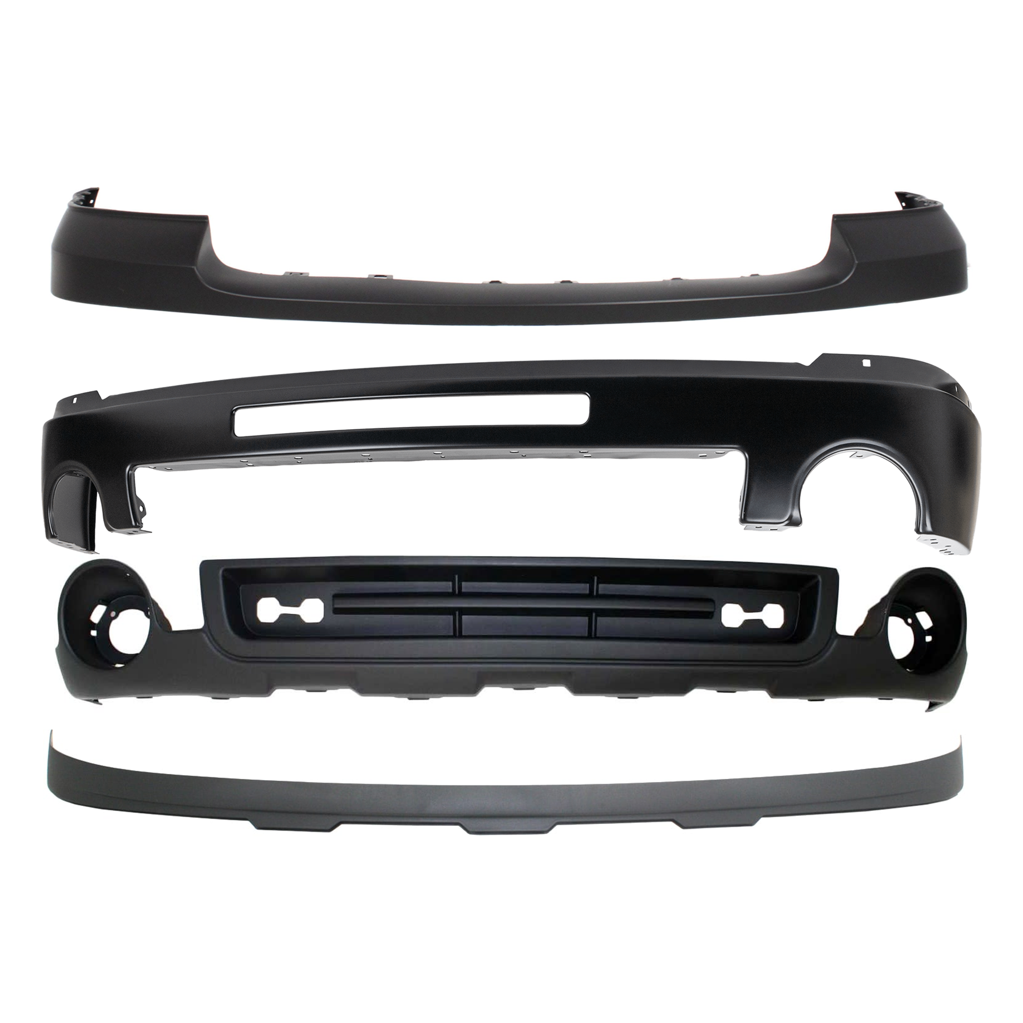 AM SIERRA 1500-07-13 FRONT BUMPER 4 pc Kit with Bumper Cover and Valance SKU KIT 082224 C595 Partslink GM1002832 GM1014102 GM1092211 GM1015100 OEM 15901510-25783584-15917769-151