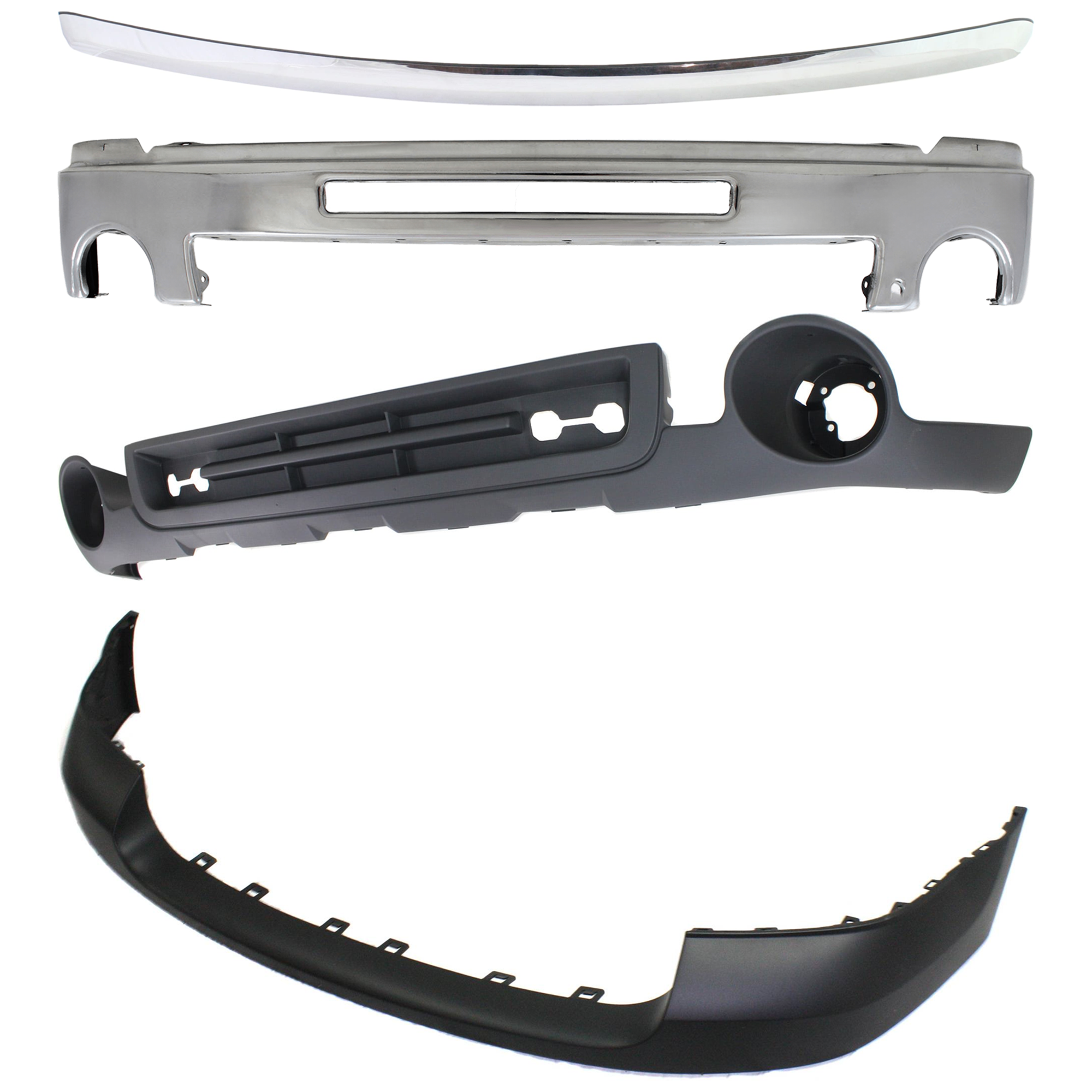AM SIERRA 2500-3500 HD FRONT BUMPER 4 pc kit w Bumper Cover Valance and Hood Molding SKU KIT 082224 C596 Partslink GM1002834 GM1000873 GM1235109 GM1092218 OEM 15902856-25783597-10385156-159
