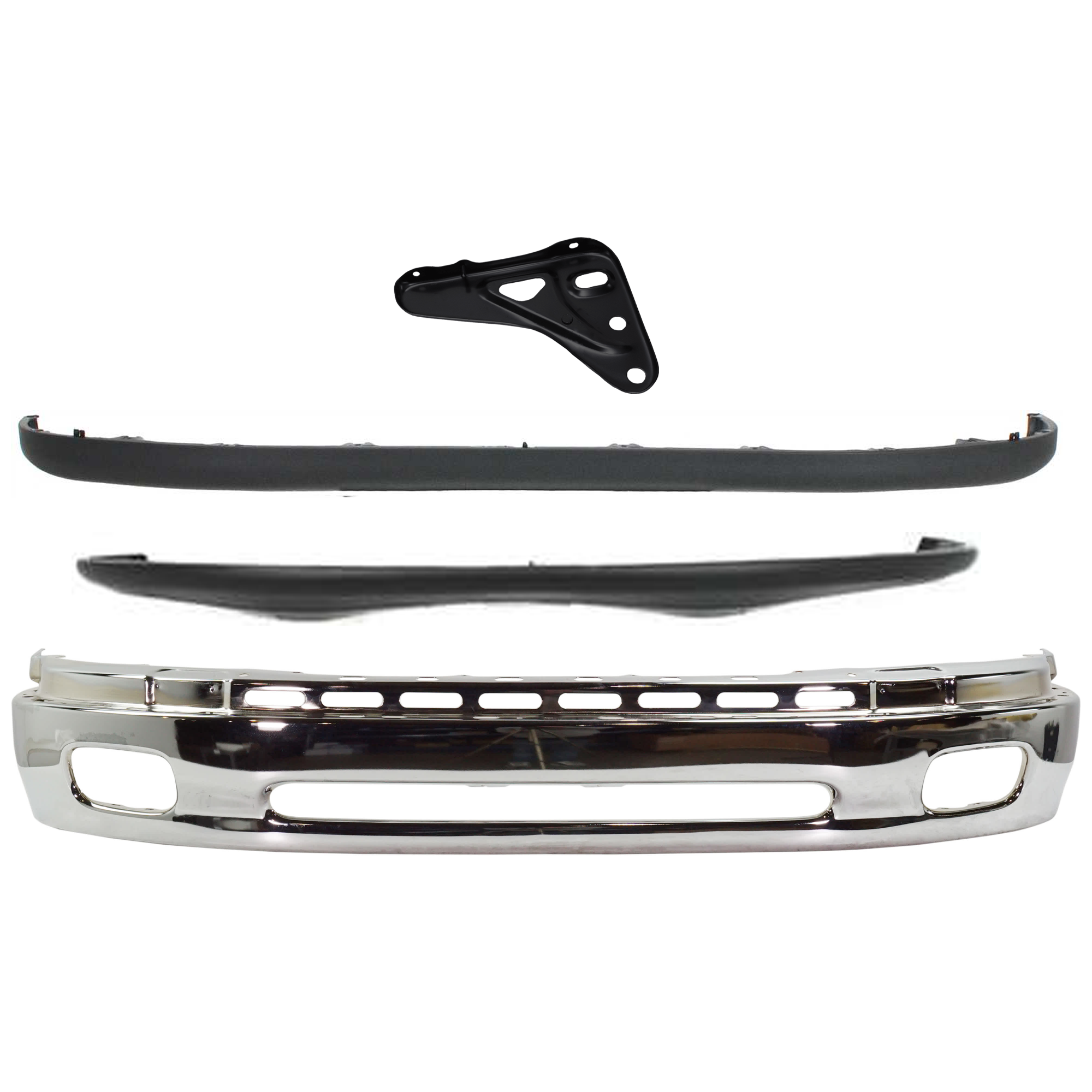 AM TUNDRA 00-06 FRONT BUMPER Lower Chrome Steel Type 4 pc Kit with Bumper Bracket Bumper Cover and Valance SKU KIT 082224 C601 Partslink TO1002170 TO1067127 TO1000198 TO1095180 OEM 521010C020-521410C010-521190C0