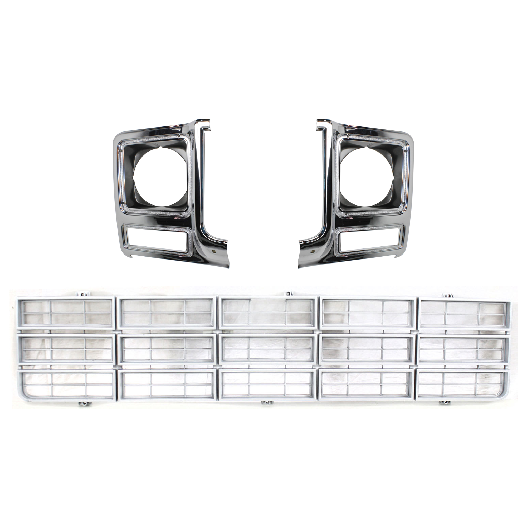 AM CHEVY C K SERIES 79-80 GRILLE 3 pc Kit with Headlight Door SKU KIT 082224 C645 Partslink GM1200354 GM2513104 GM2512104 OEM 370536-14021238-14021237
