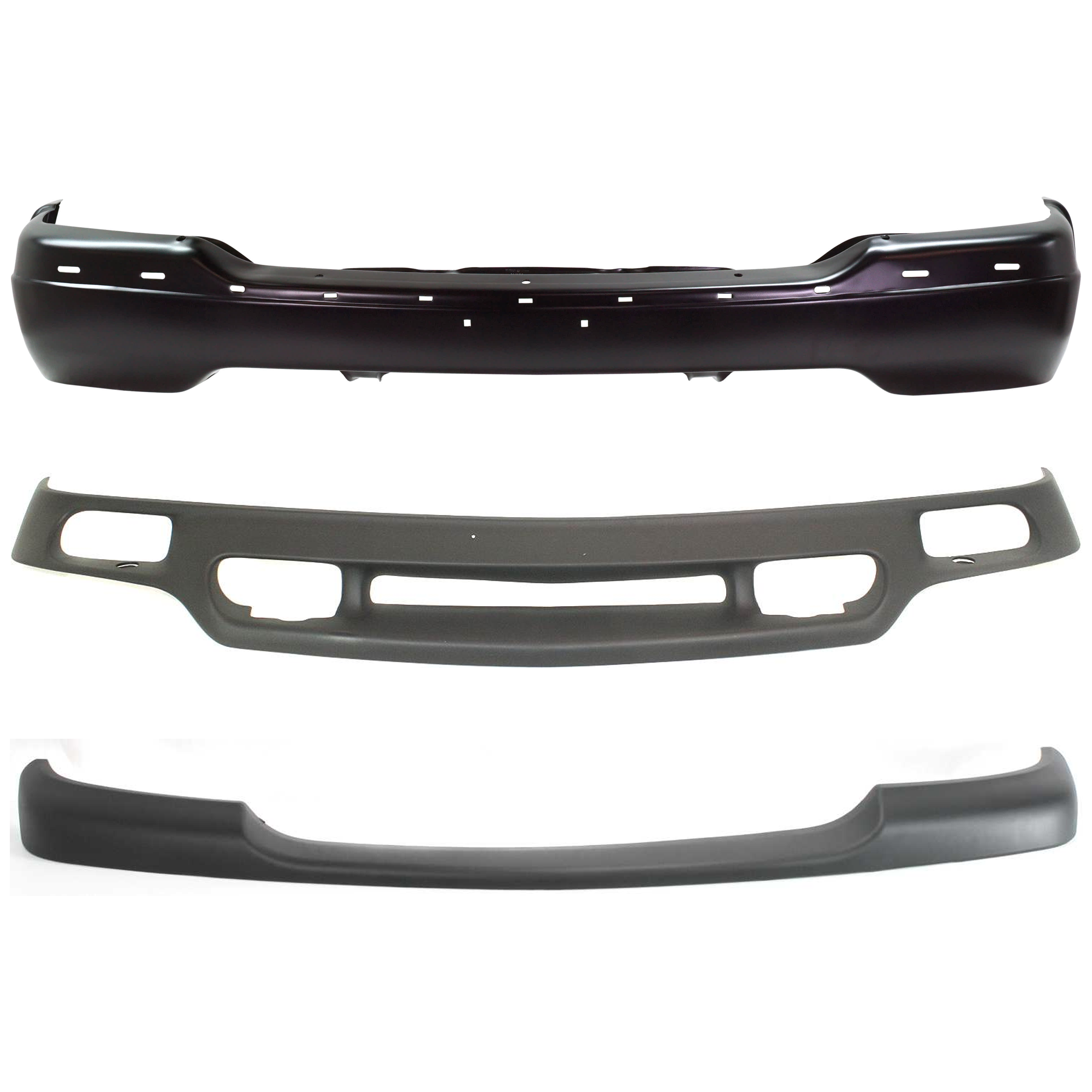 AM SIERRA 1500-2500-99-02 FRONT BUMPER 3 pc kit w Valance and Bumper Trim SKU KIT 082224 C647 Partslink GM1002374 GM1051105 GM1092169 OEM 12479717-15748374-88980801